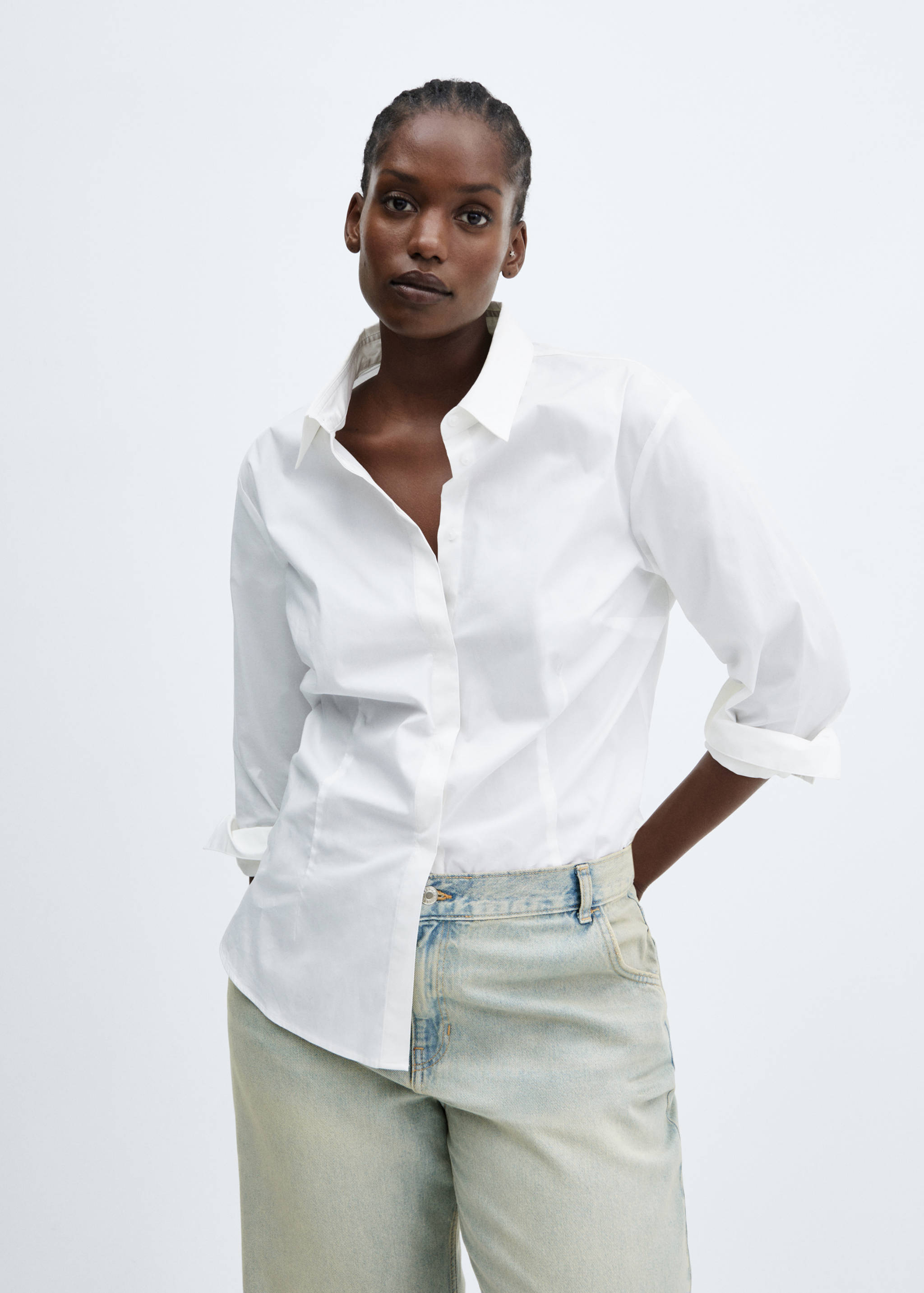 低腰阔腿牛仔裤 - null