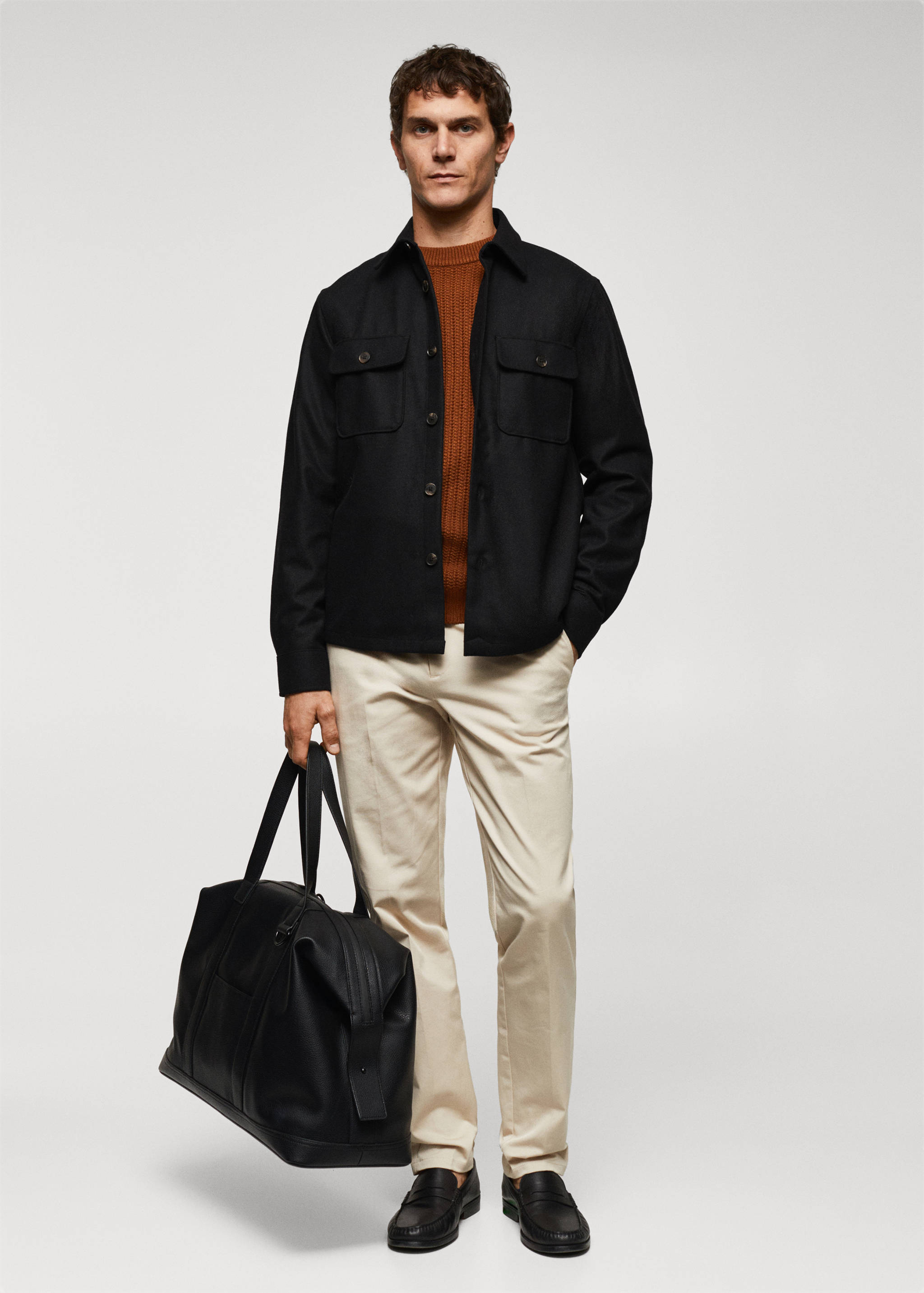 Wool overshirt with pockets - General plane