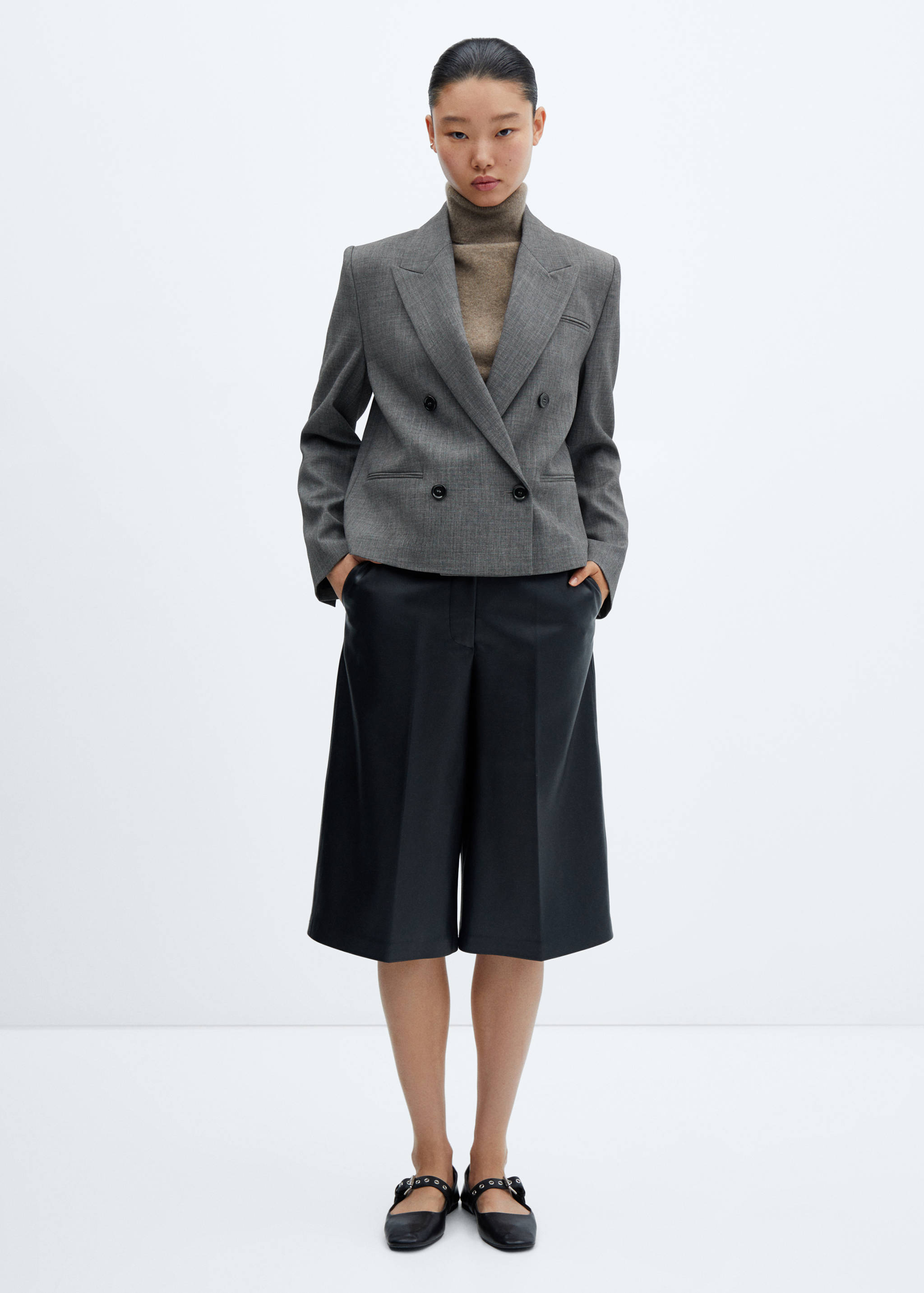 Double-breasted cropped jacket - General plane