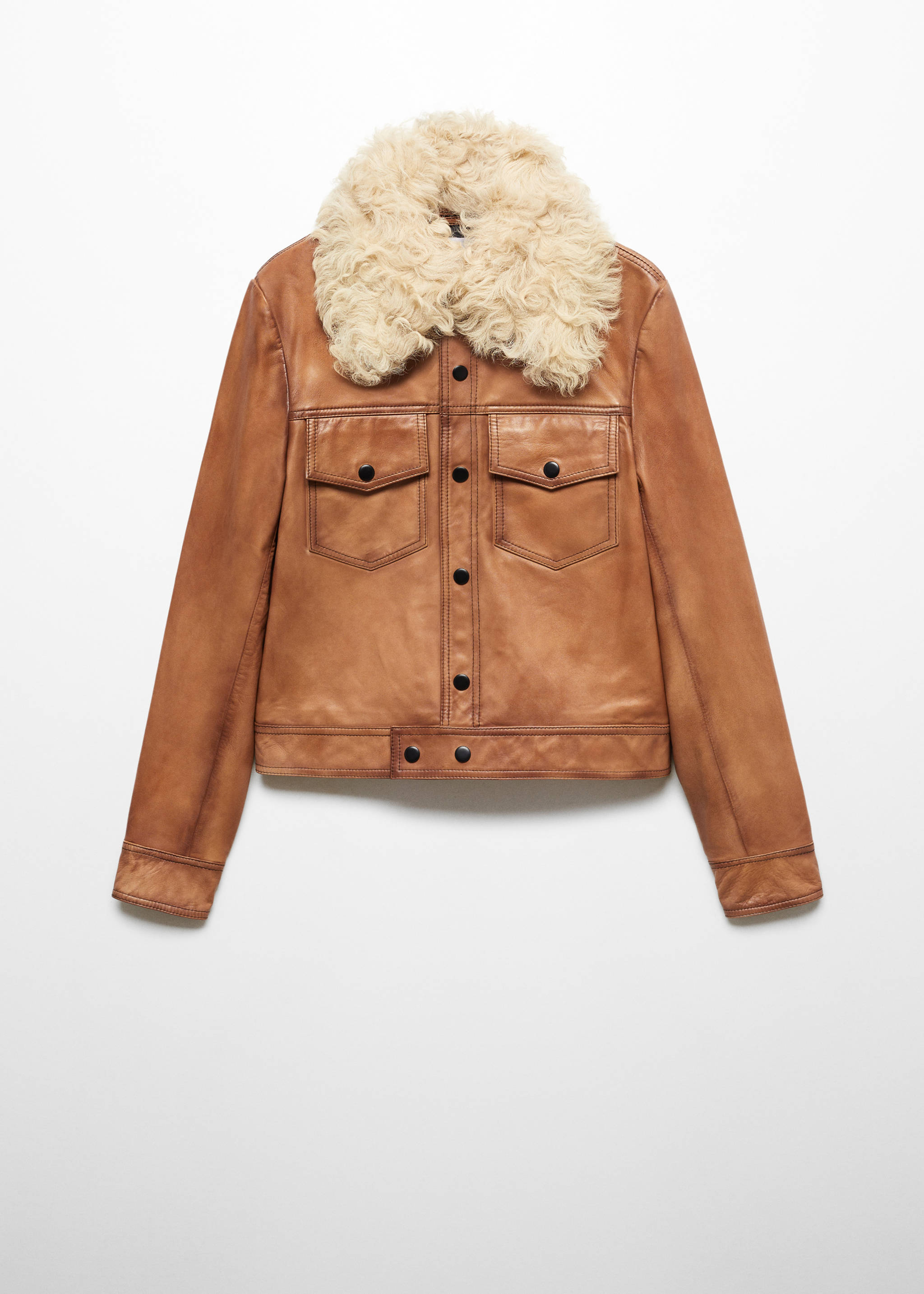 Кожаная куртка с меховым воротником - Изделие без модели