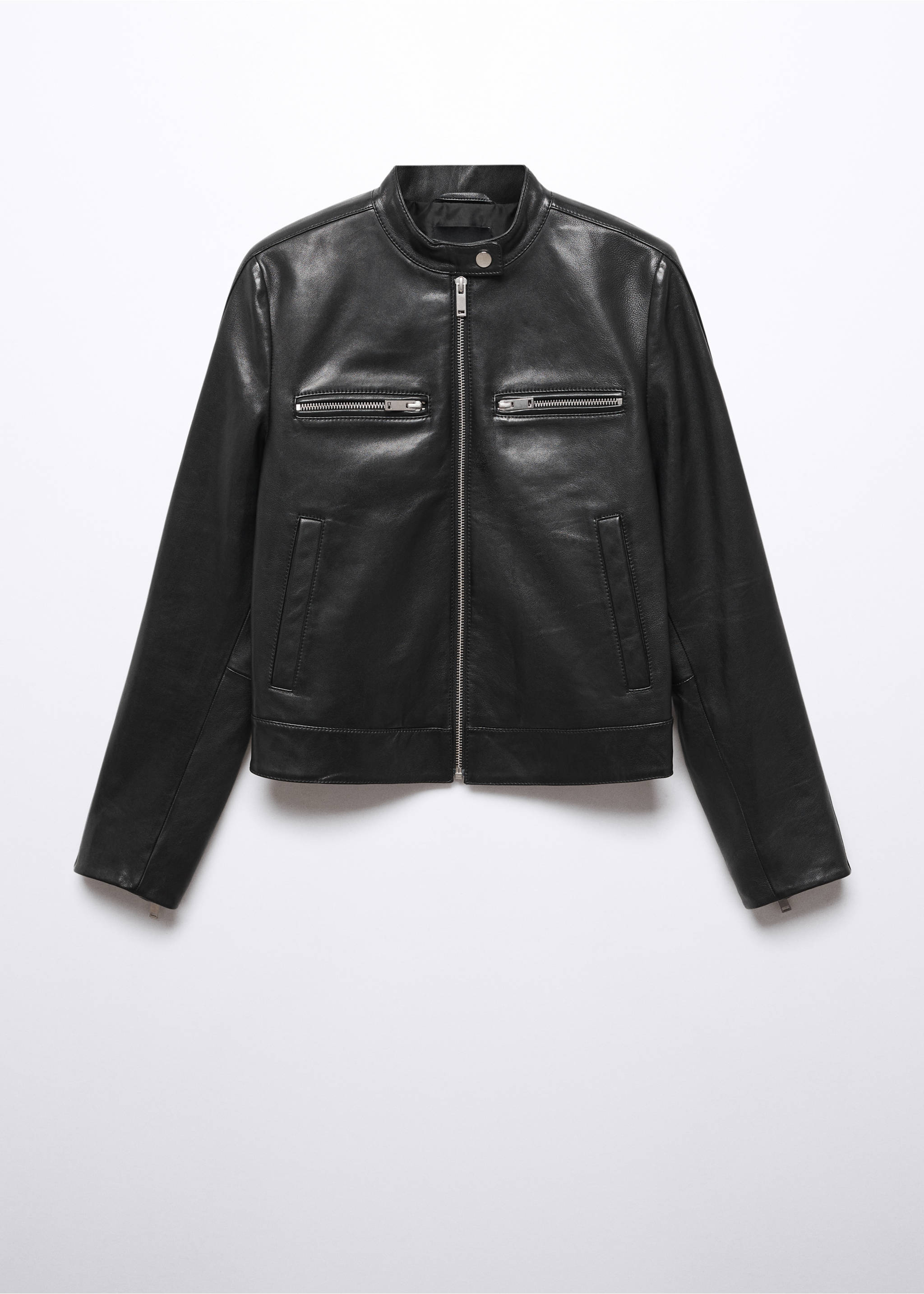 Cazadora biker piel cremalleras - Artículo sin modelo, Negro. Ref: 57055992-00.
