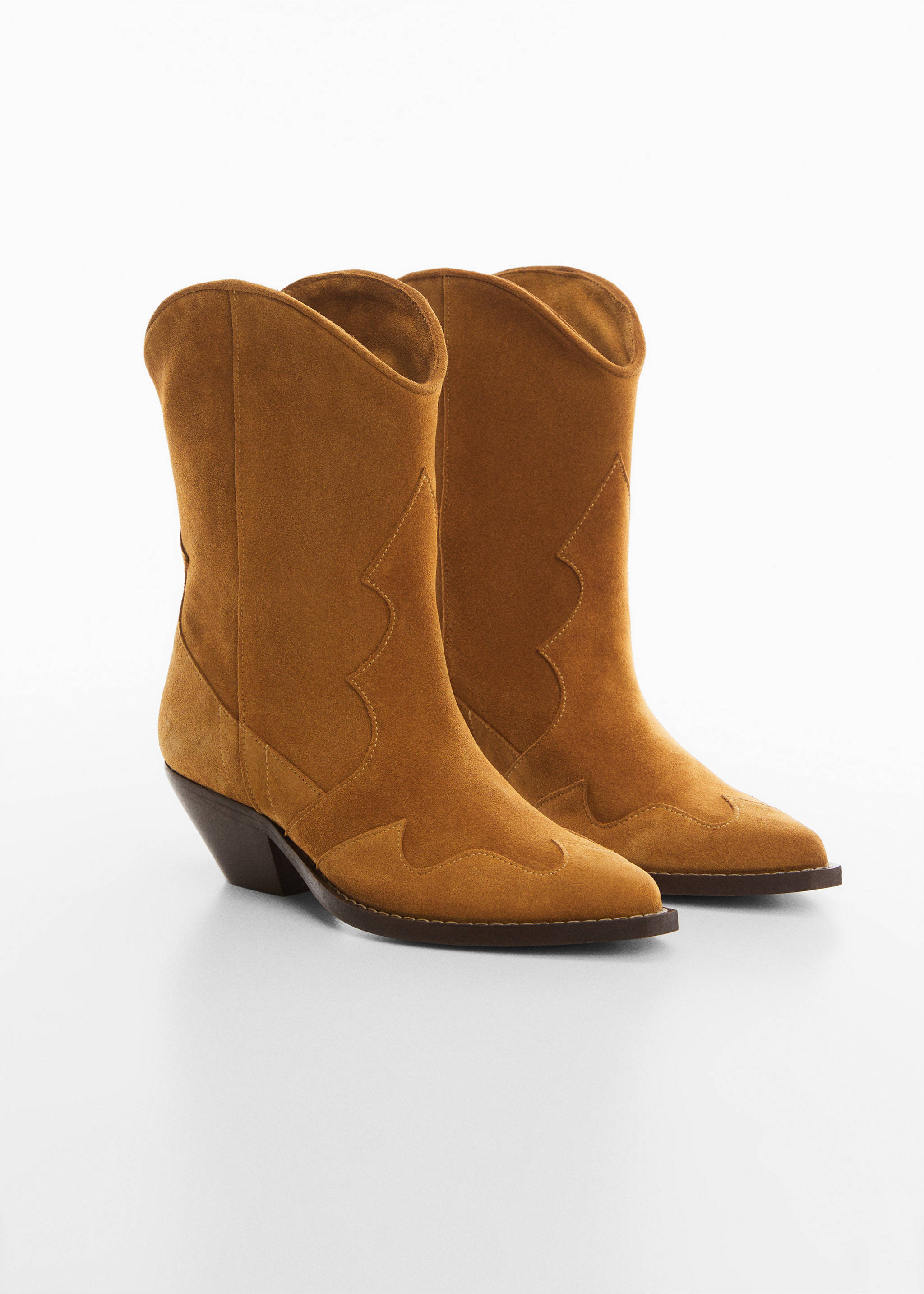 Suede cowboy ankle boots - Medium plane, Tobacco Brown. Ref: 57056008-00.