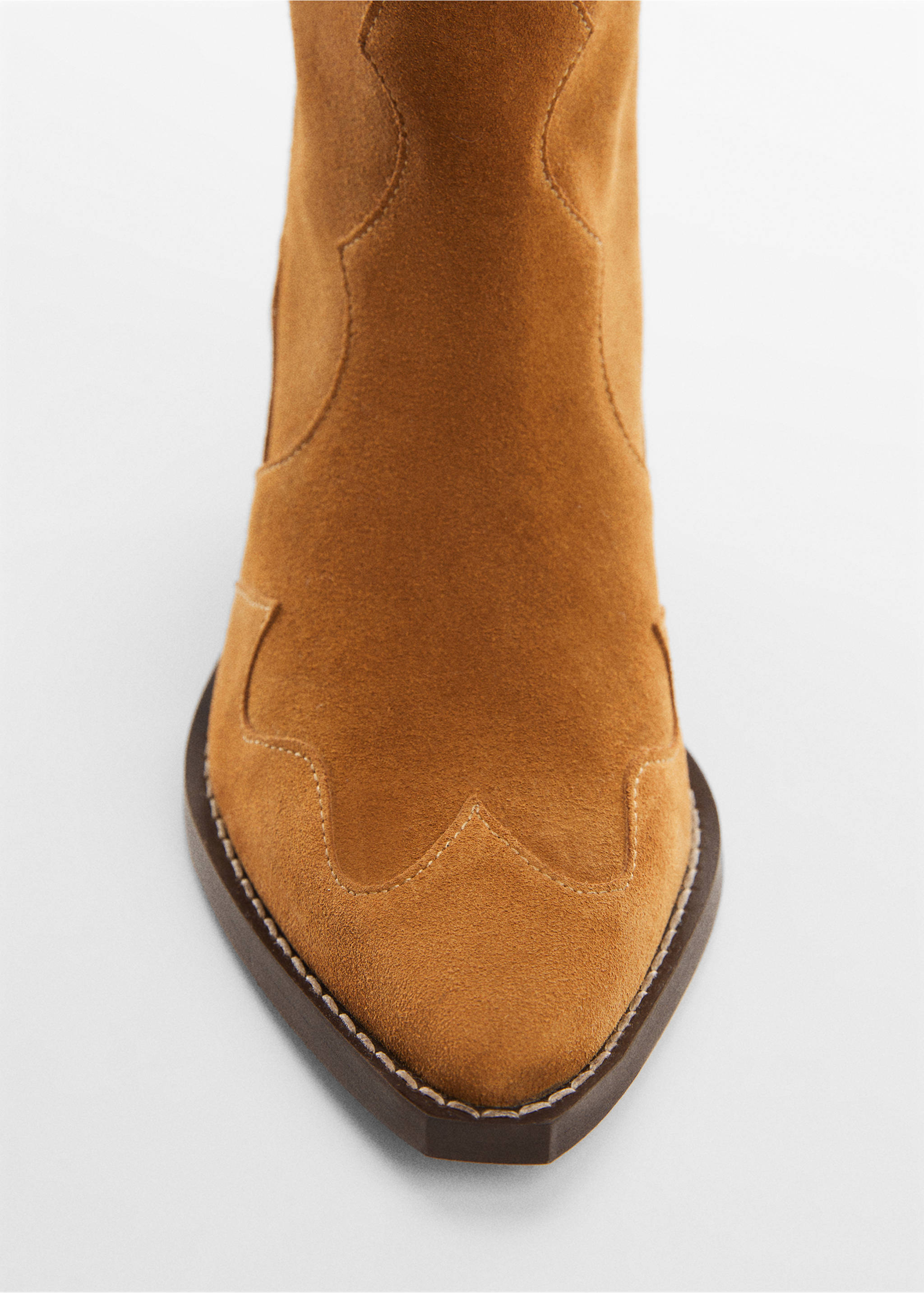 Suede cowboy ankle boots - Details of the article 1, Tobacco Brown. Ref: 57056008-00.