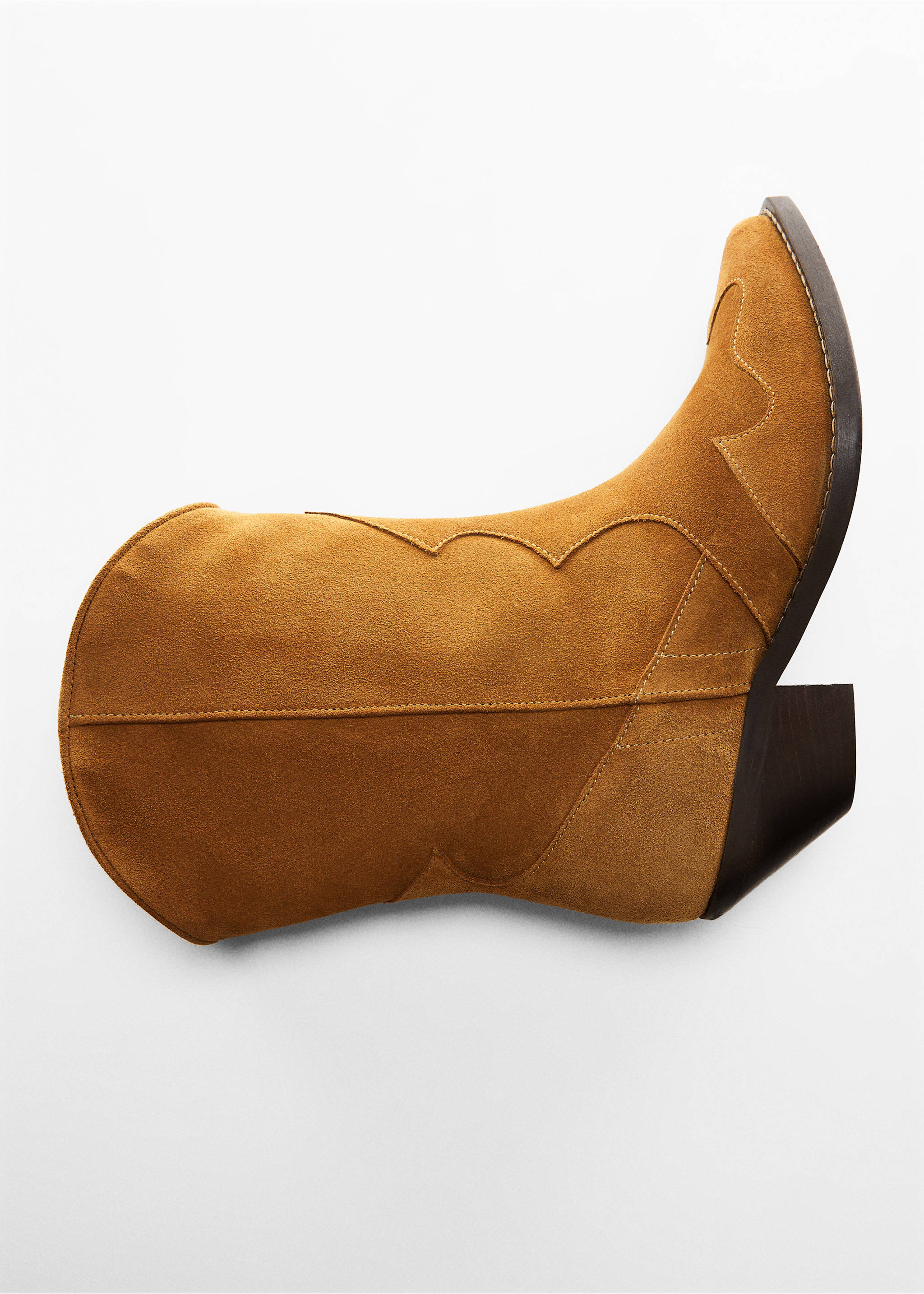 Suede cowboy ankle boots - Details of the article 5, Tobacco Brown. Ref: 57056008-00.