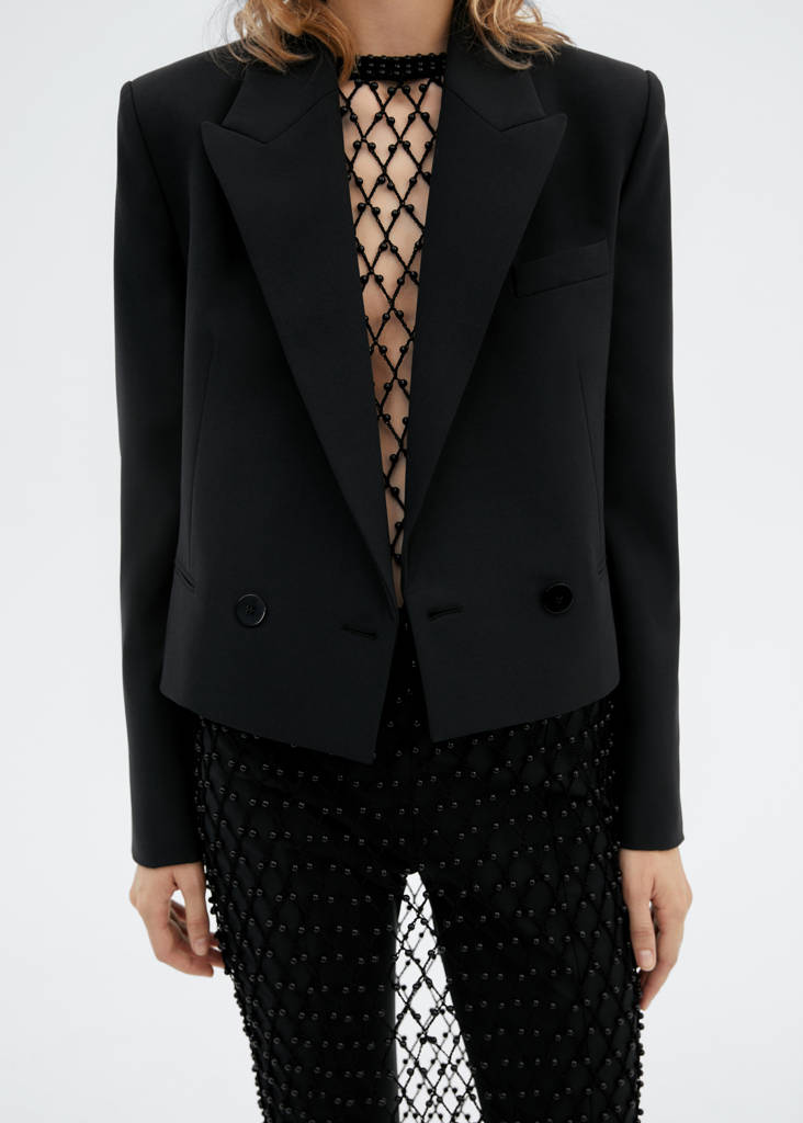 Cropped jacket with lapel