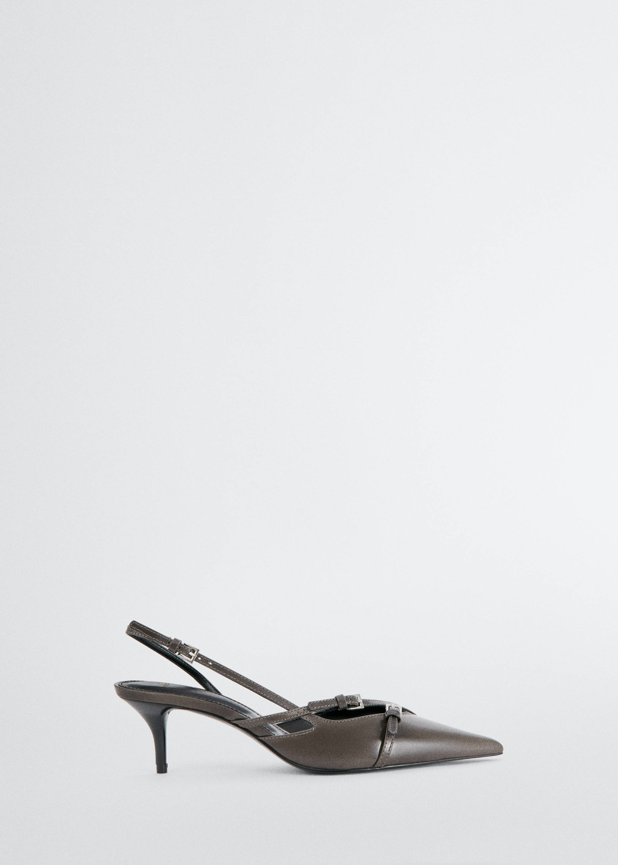 Leather heeled slingback shoes with buckles - Article without model