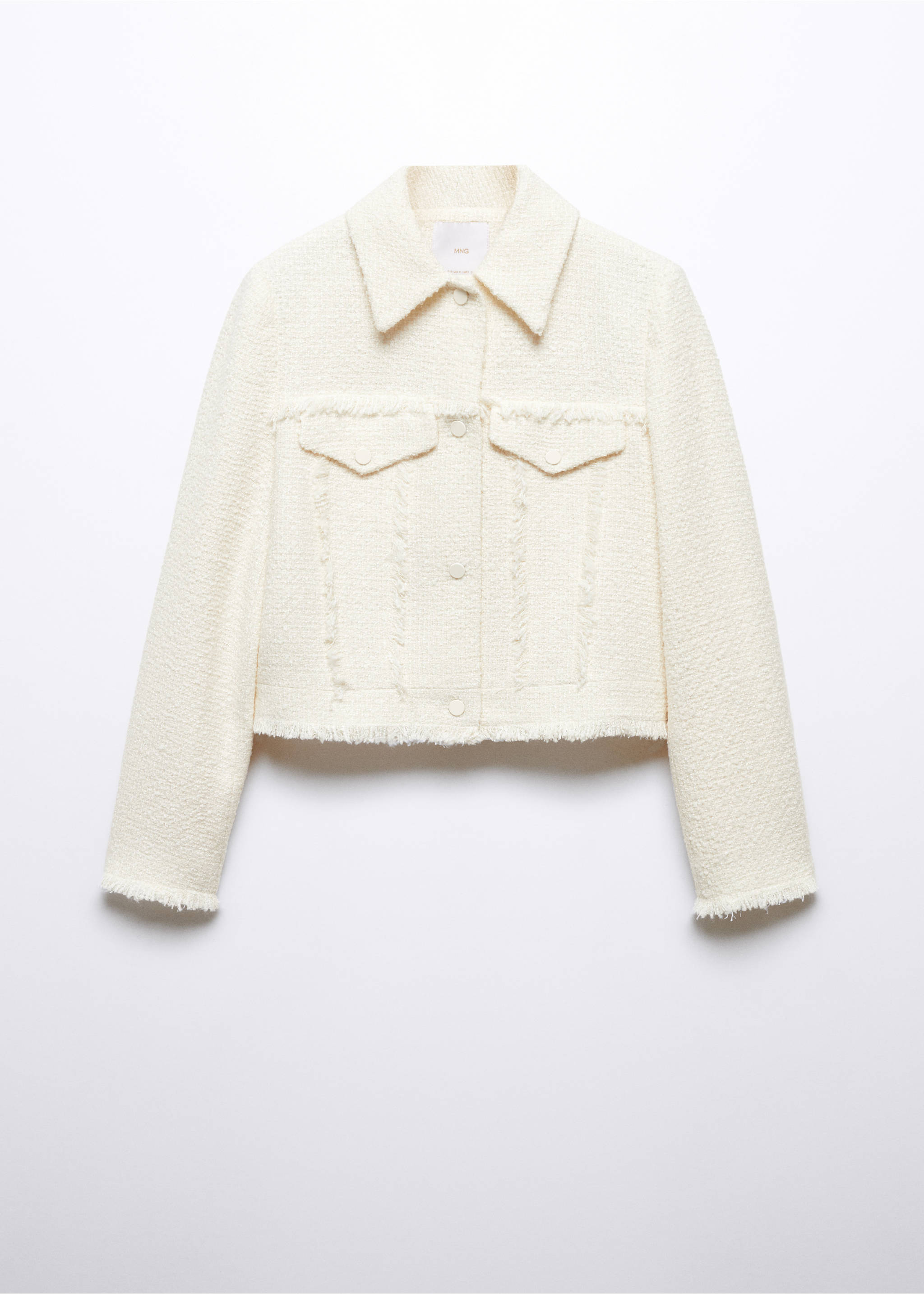 Veste tweed coutures franges - Article sans modèle, Écru. Ref: 57056025-00.