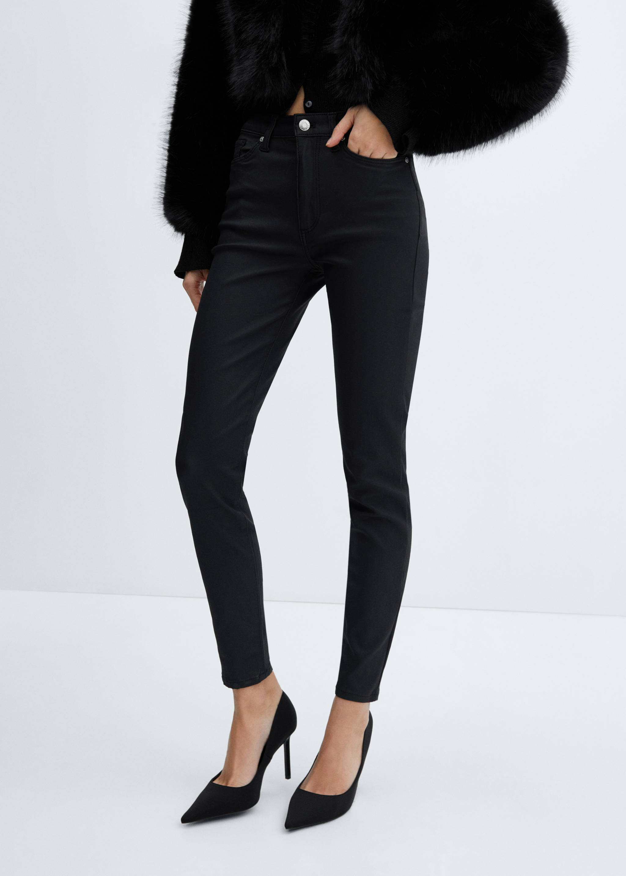 Waxed high-rise skinny jeans - Medium plane