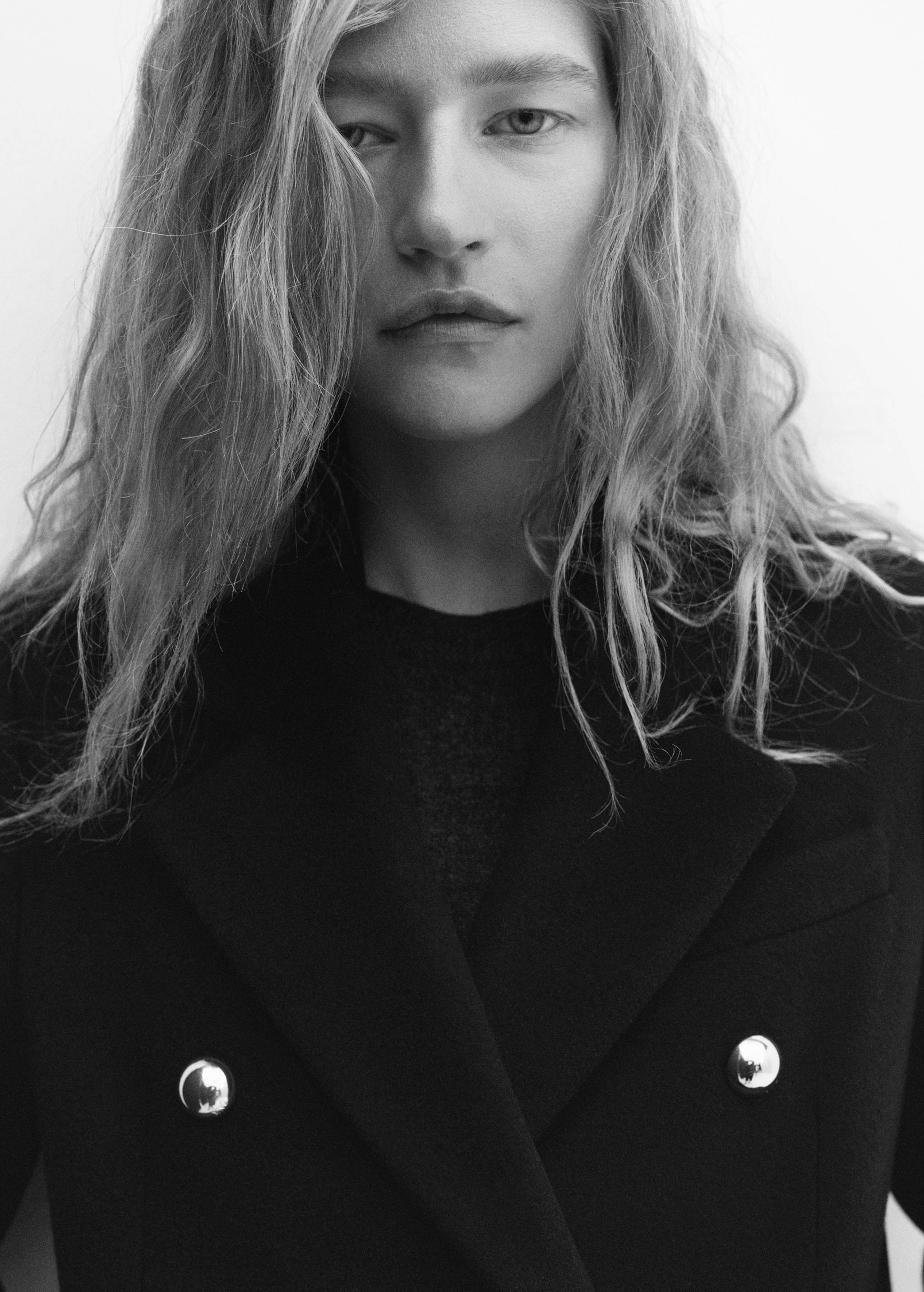 系扣羊毛双排扣大衣 - null