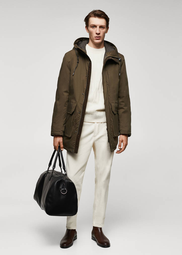 Quilted parka with thermoregulating fabric — Khaki