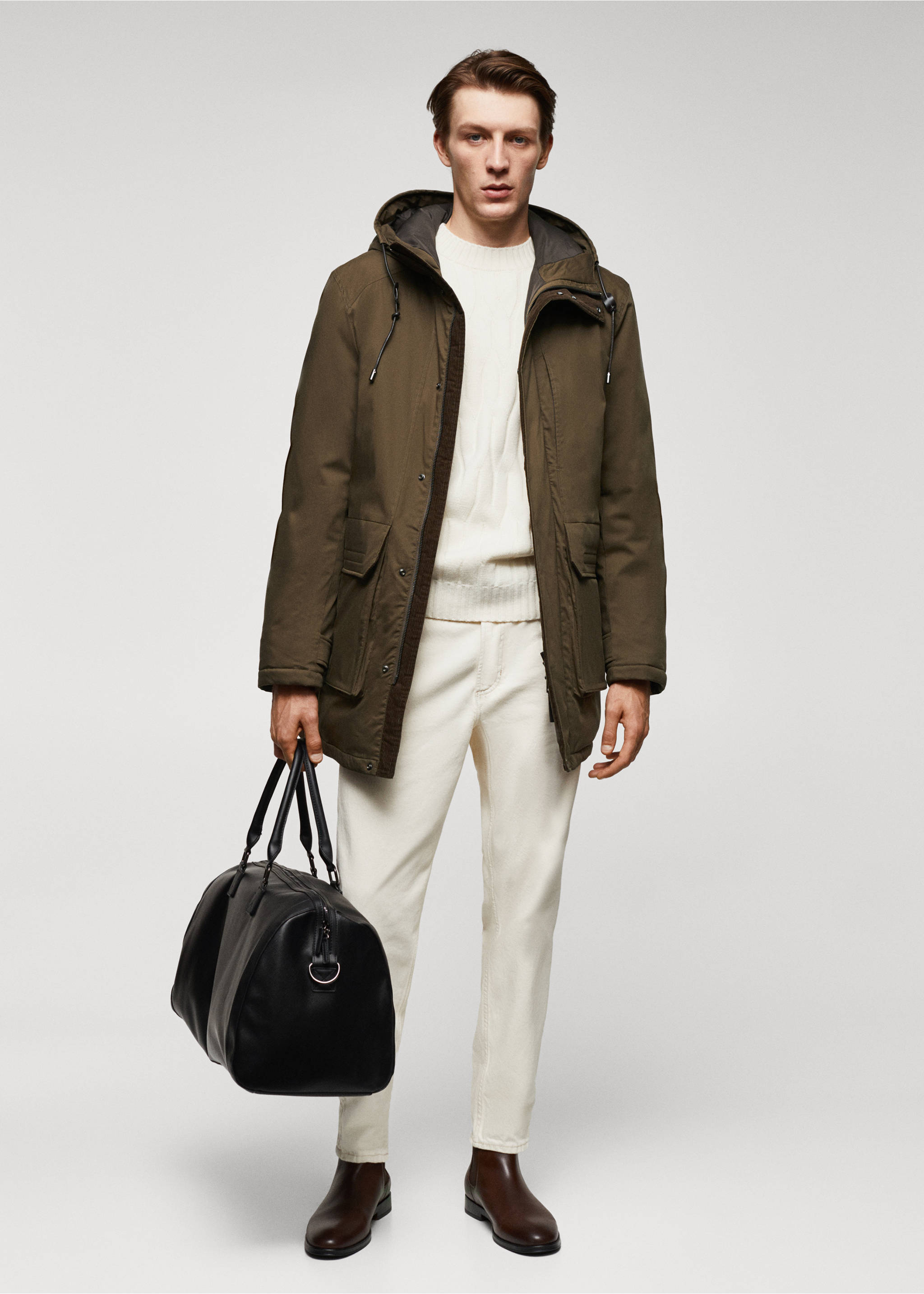 Parka acolchada tejido termorregulador - Plano general, Khaki. Ref: 57057705-00.