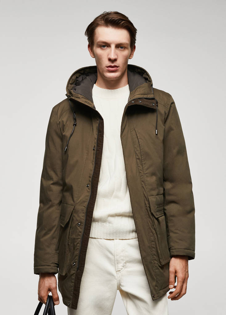 Quilted parka with thermoregulating fabric — Khaki
