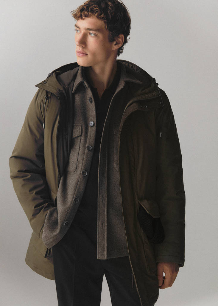Quilted parka with thermoregulating fabric — Khaki