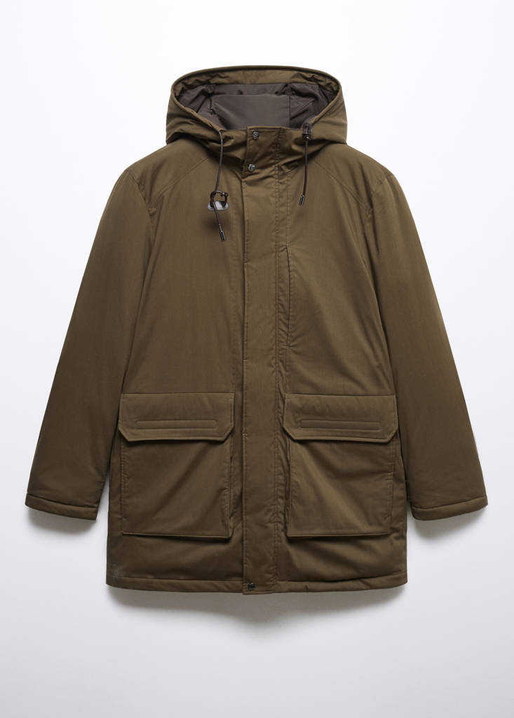 Quilted parka with thermoregulating fabric — Khaki