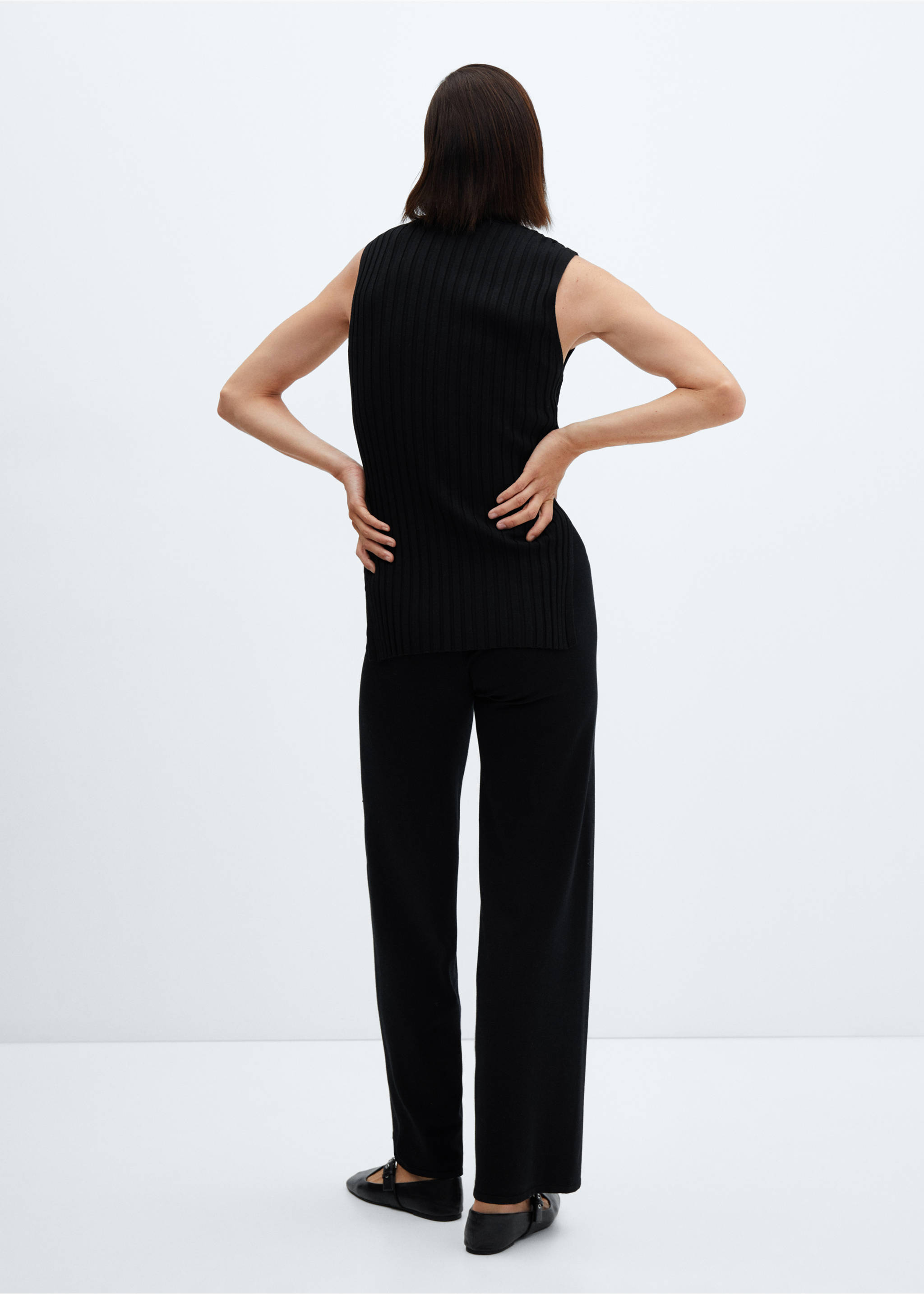 Pantalon maille coton lin - Verso de l’article, Noir. Ref: 57057720-00.