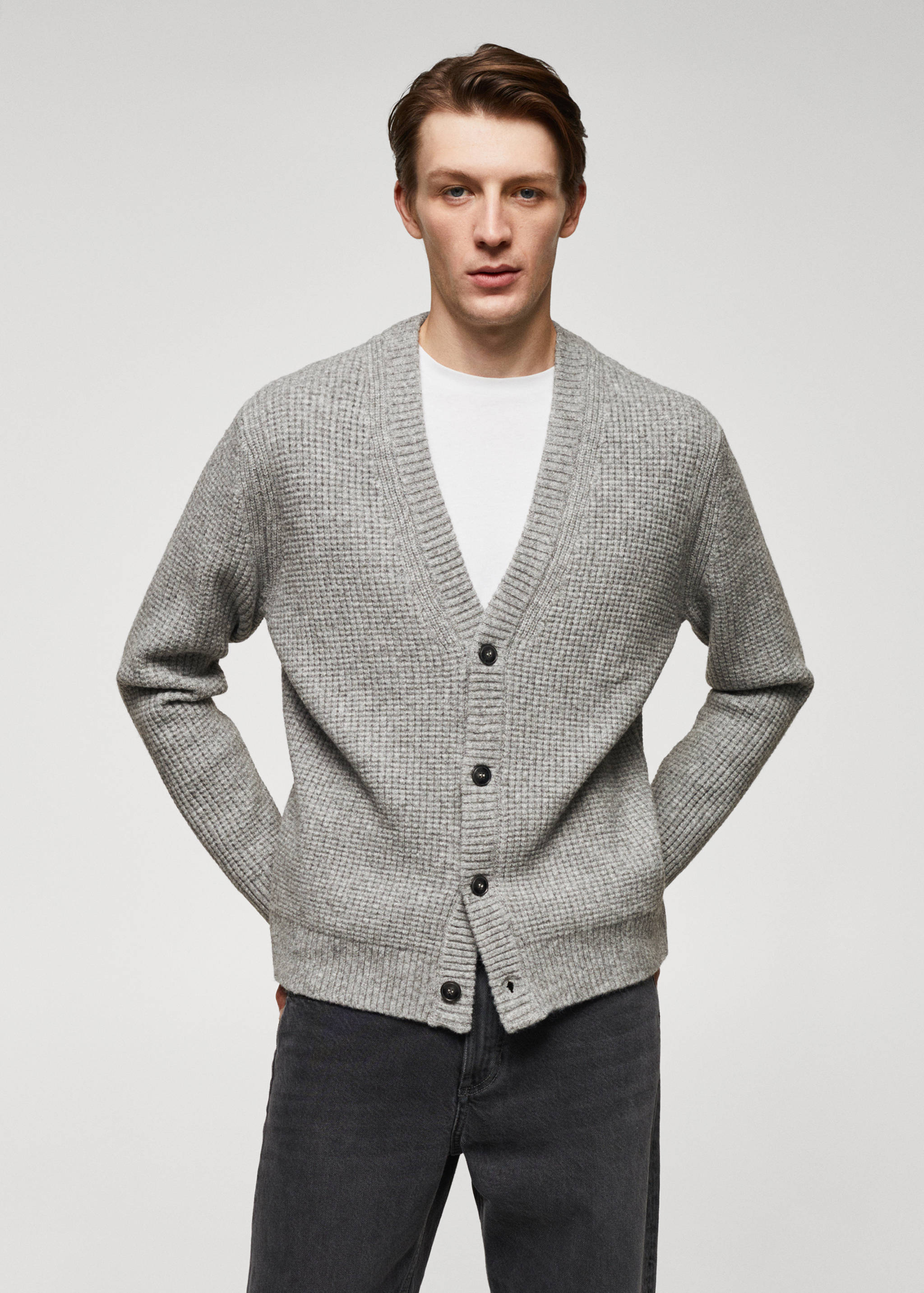 Structured wool-blend cardigan - Medium plane