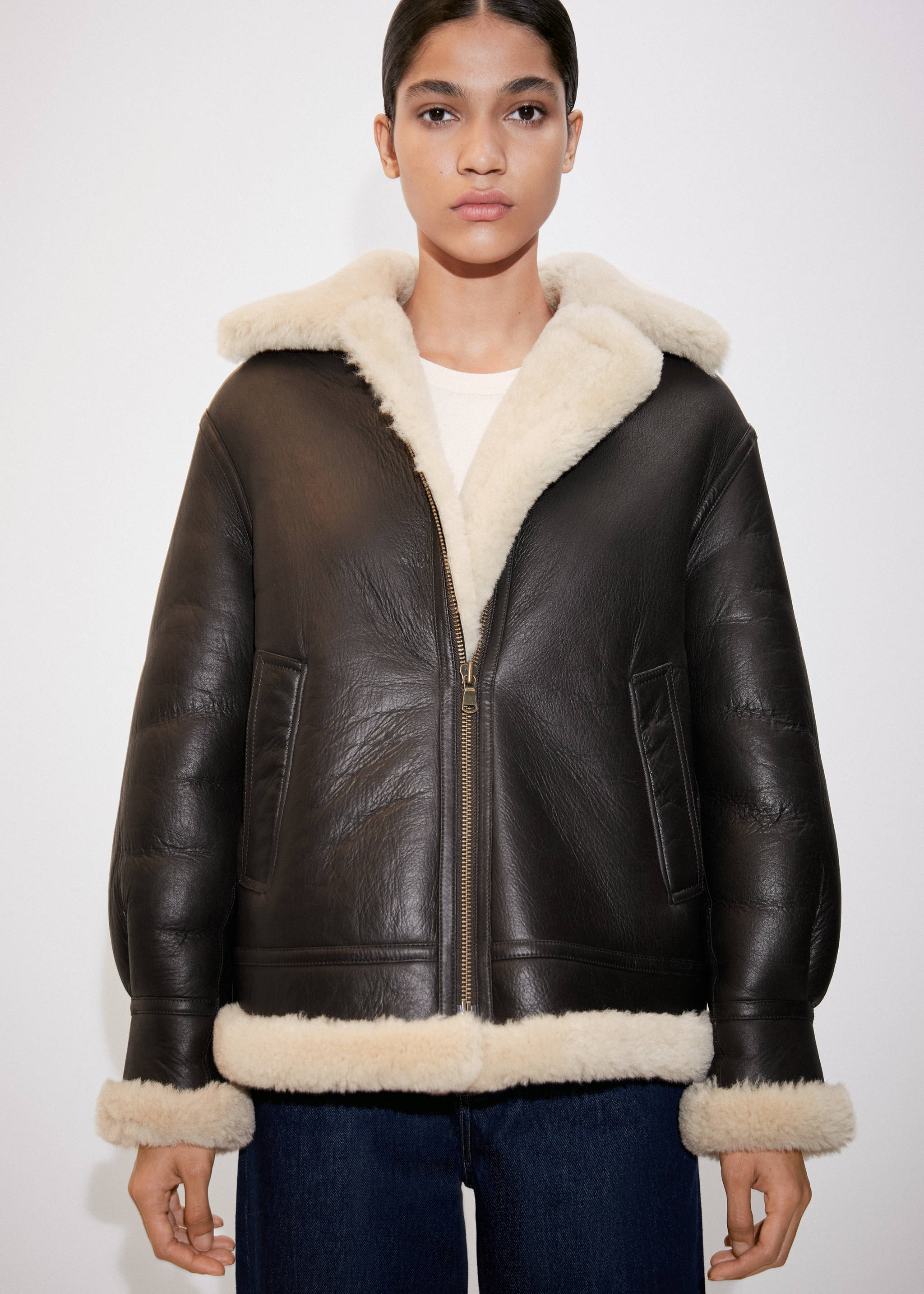 Shearling-lined coat - Medium plane
