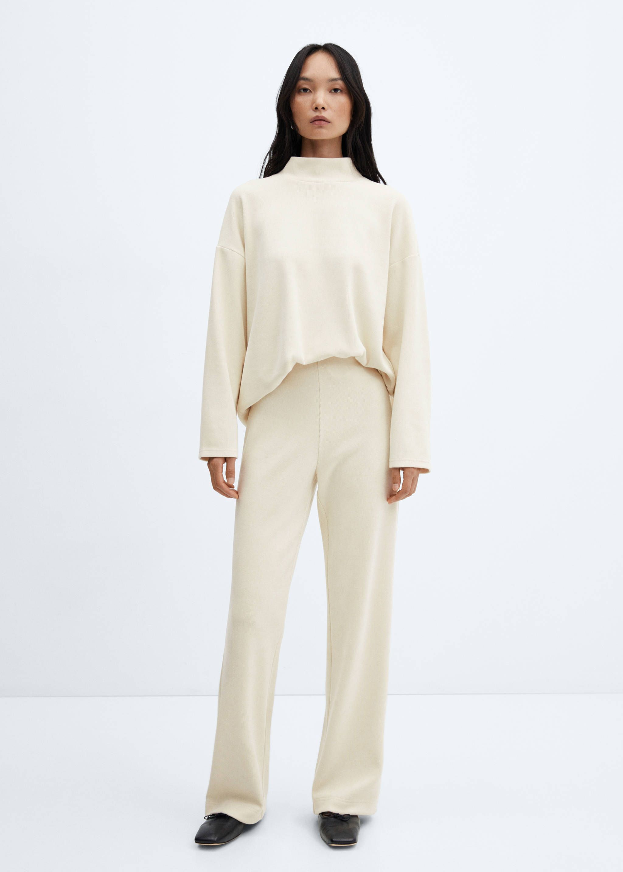 Corduroy sweatshirt with perkins neck - General plane