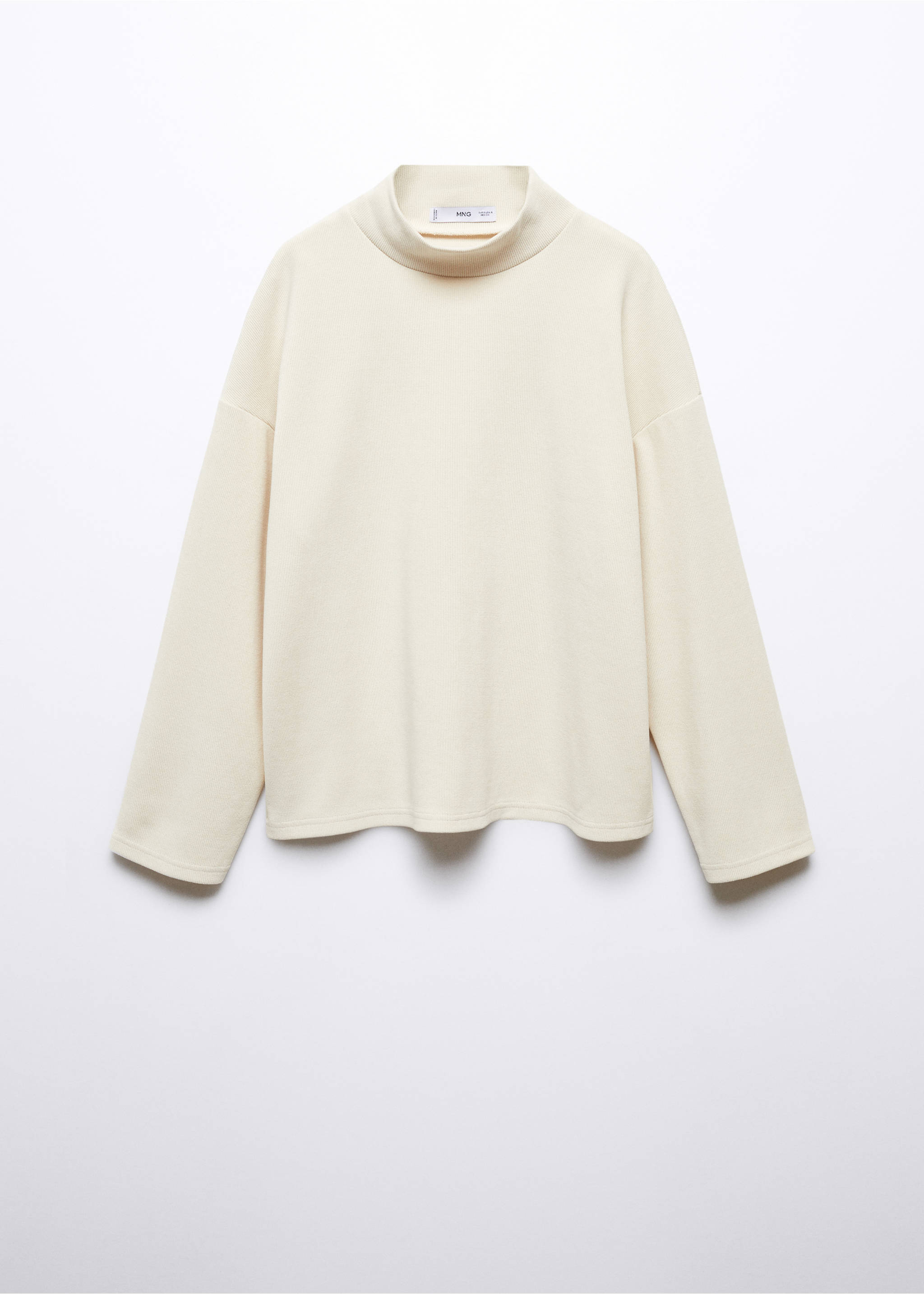 Corduroy sweatshirt with perkins neck - Article without model, Ecru. Ref: 57057742-00.