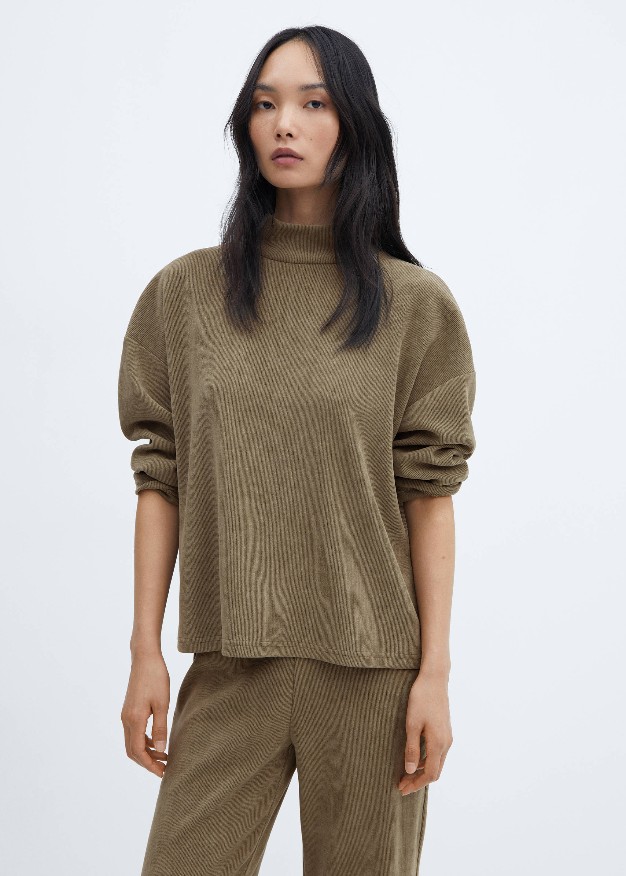 Corduroy sweatshirt with perkins neck - Medium plane