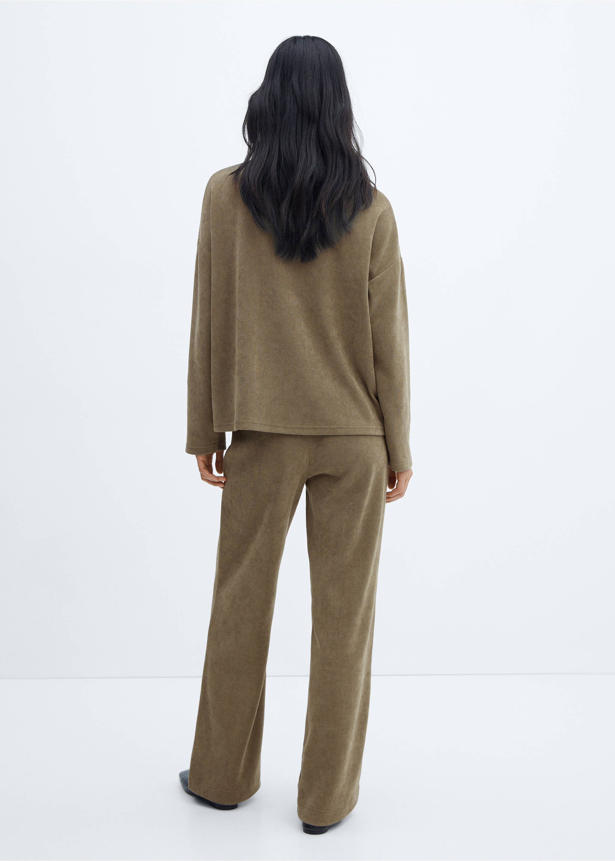 Corduroy sweatshirt with perkins neck - Reverse of the article, Charcoal. Ref: 57057742-00.