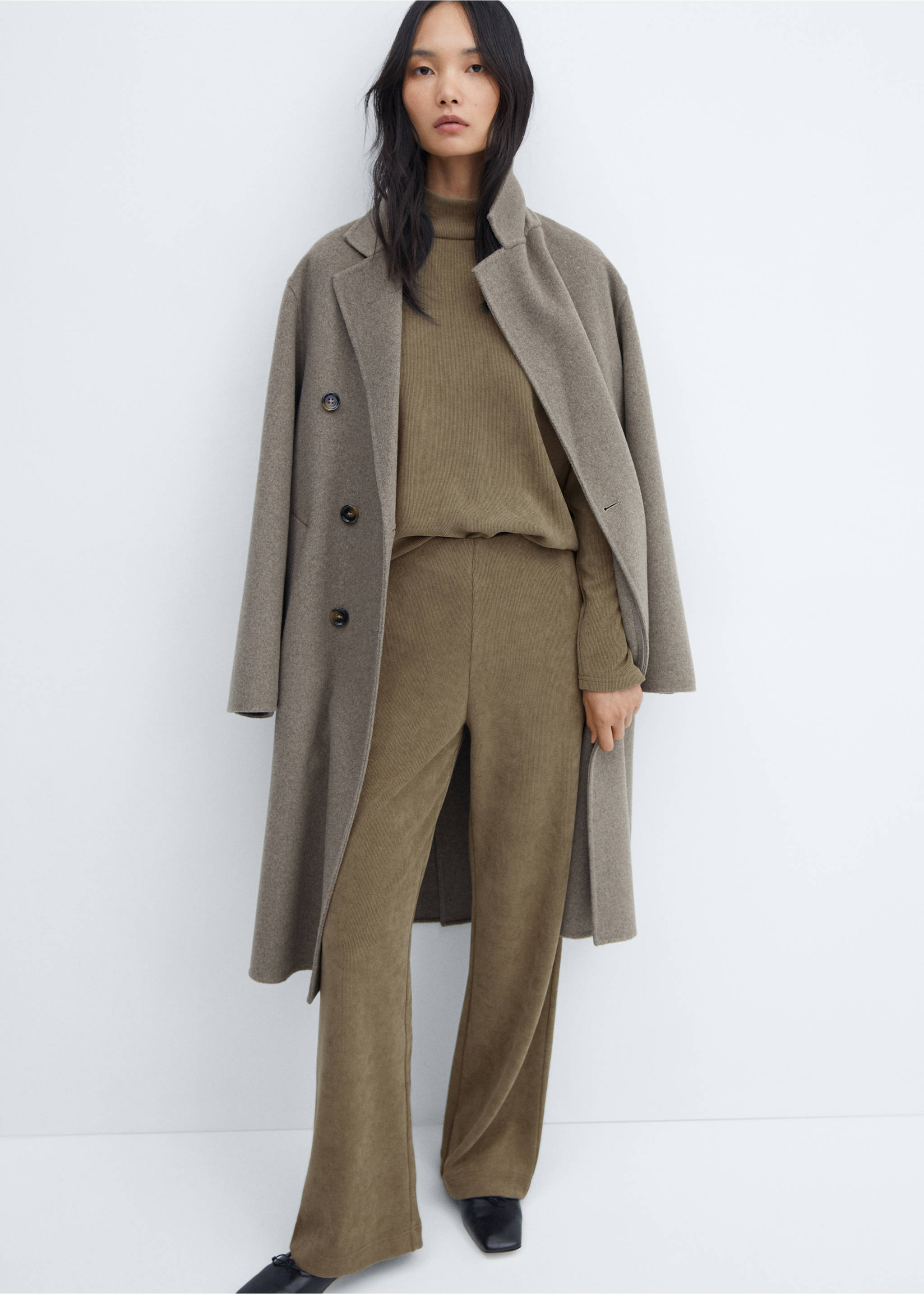 Corduroy sweatshirt with perkins neck - Details of the article 2, Charcoal. Ref: 57057742-00.
