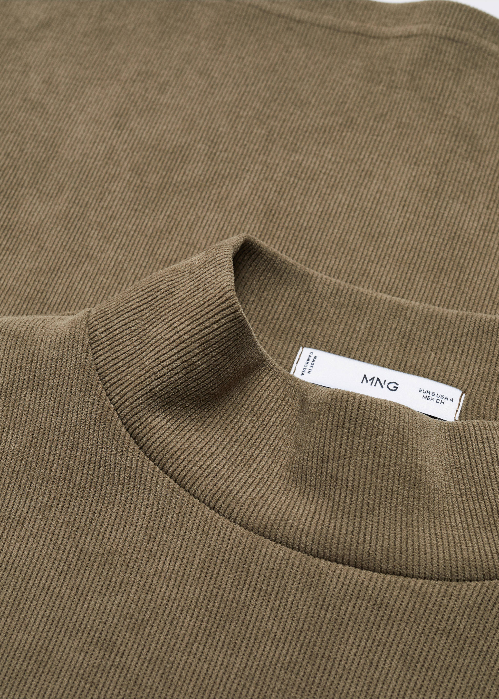Corduroy sweatshirt with perkins neck - Details of the article 8, Charcoal. Ref: 57057742-00.