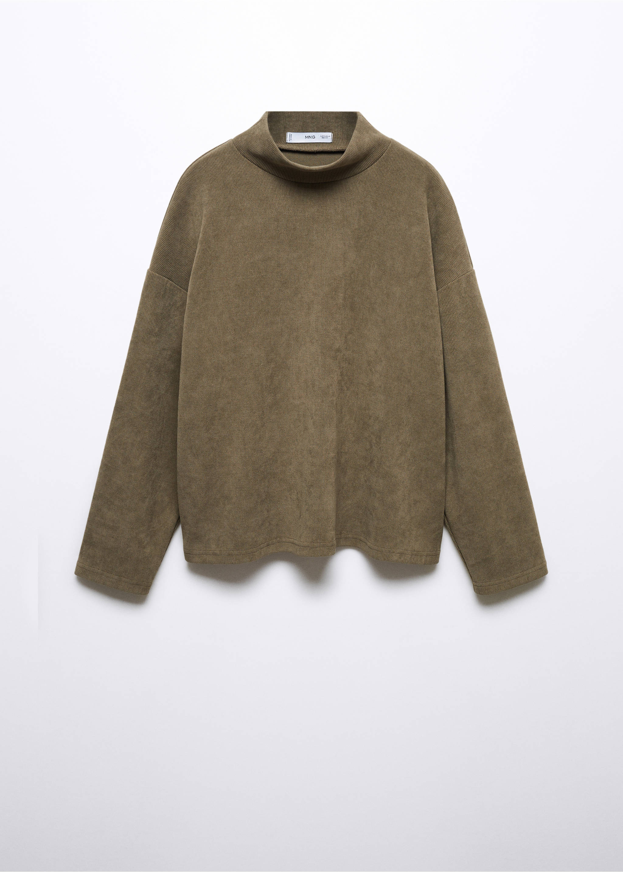 Corduroy sweatshirt with perkins neck - Article without model, Charcoal. Ref: 57057742-00.