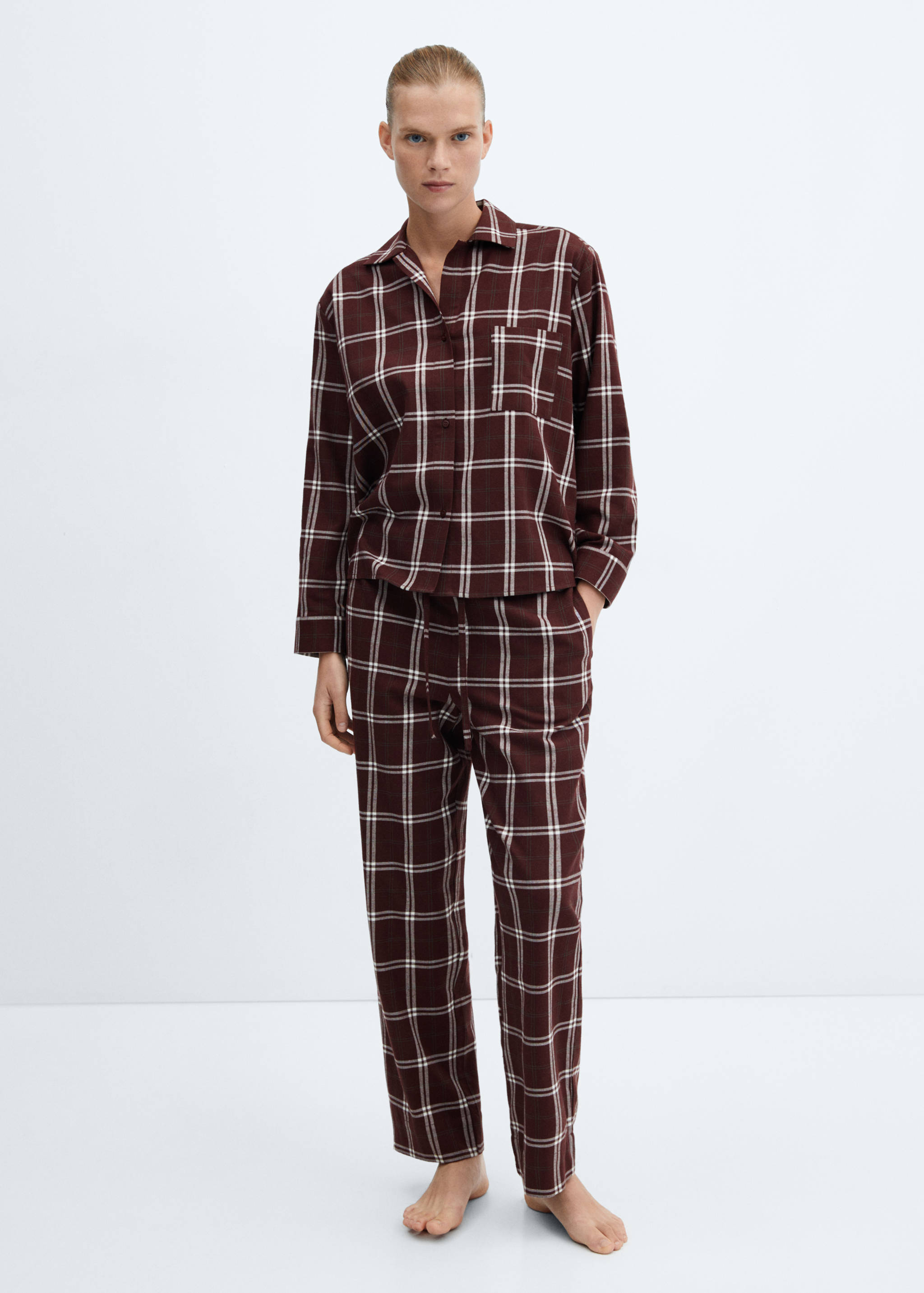 Pantalon pyjama carreaux flanelle - Plan général