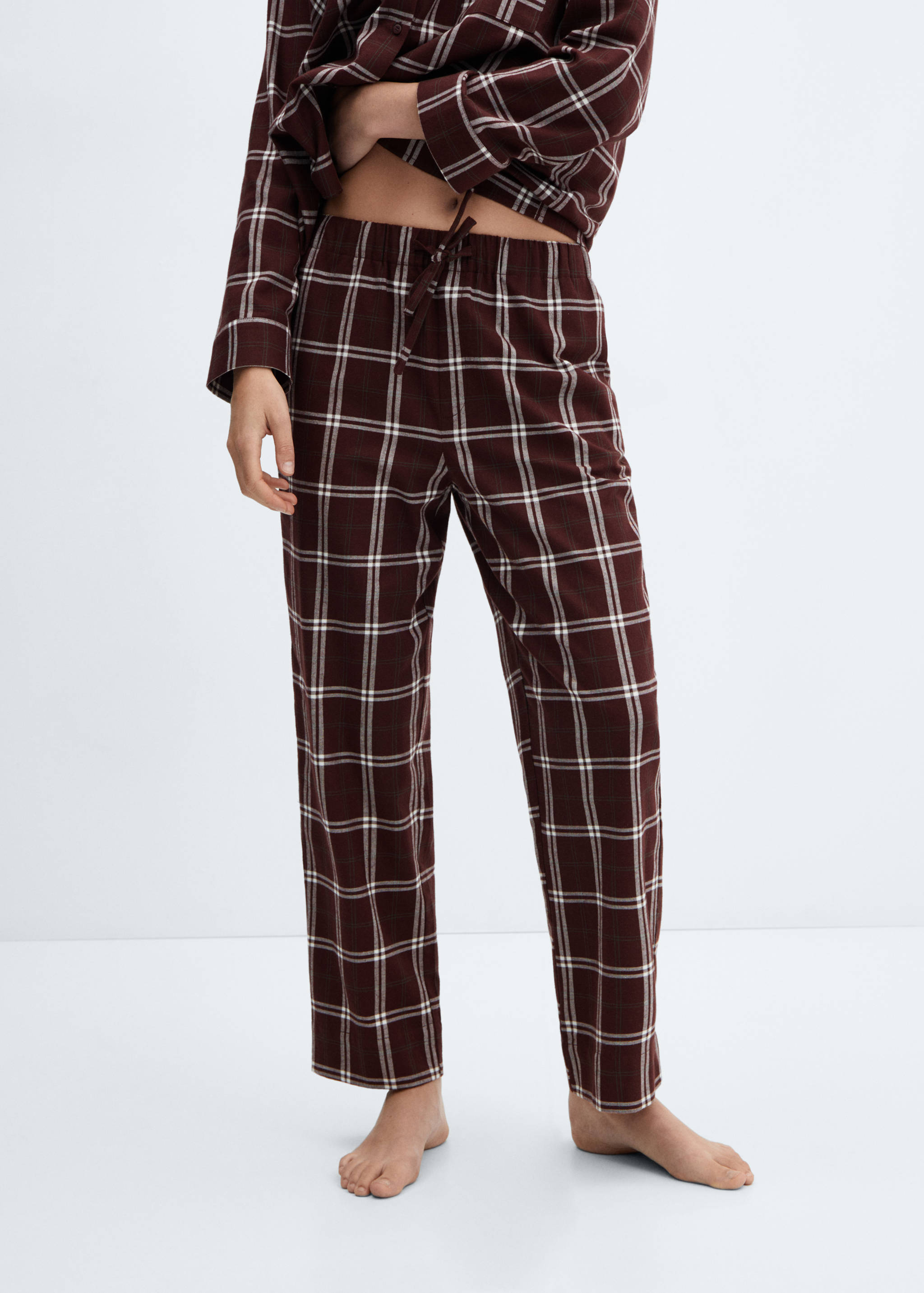 Pantalon pyjama carreaux flanelle - Plan moyen