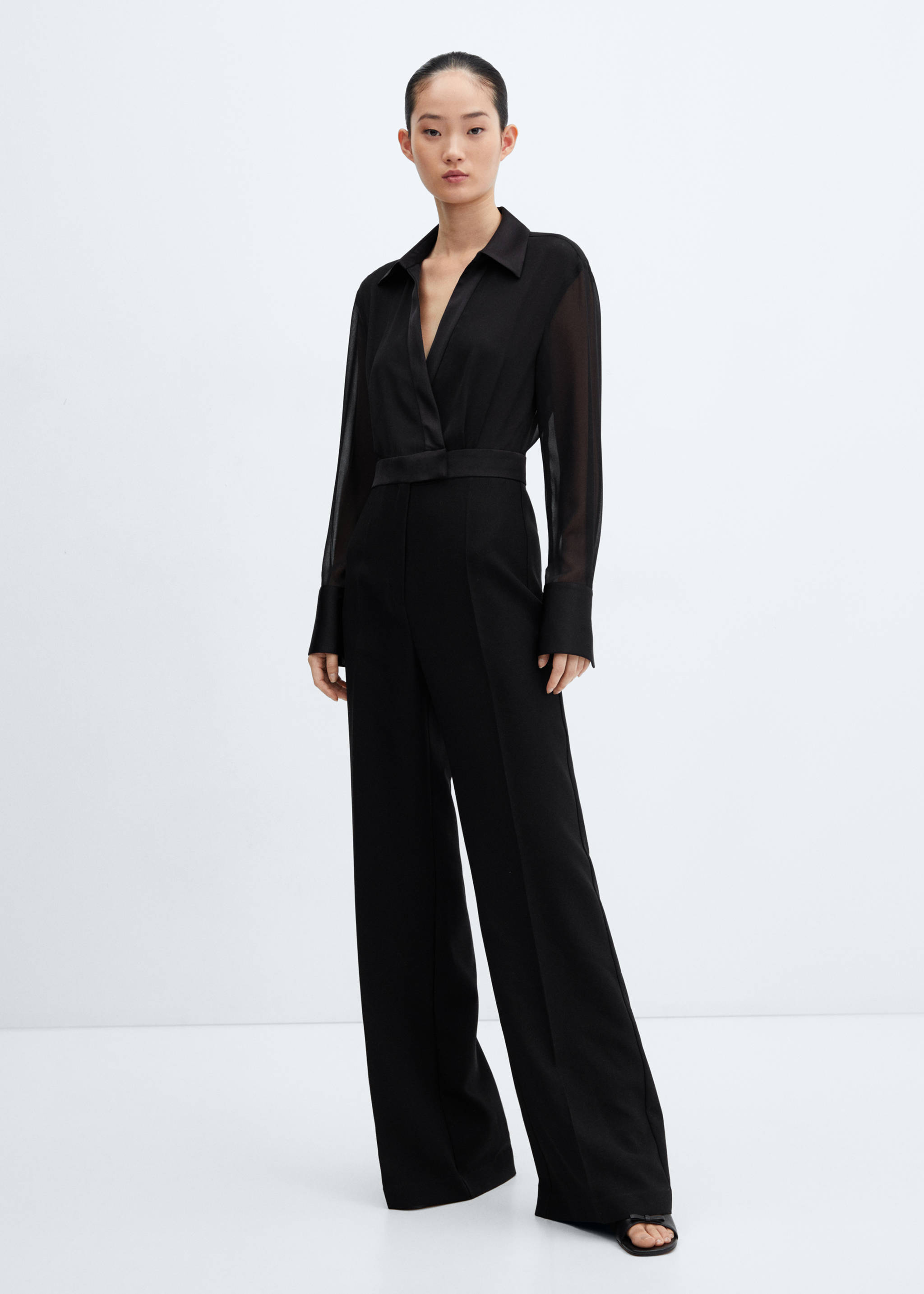Long jumpsuit with shirt collar - General plane