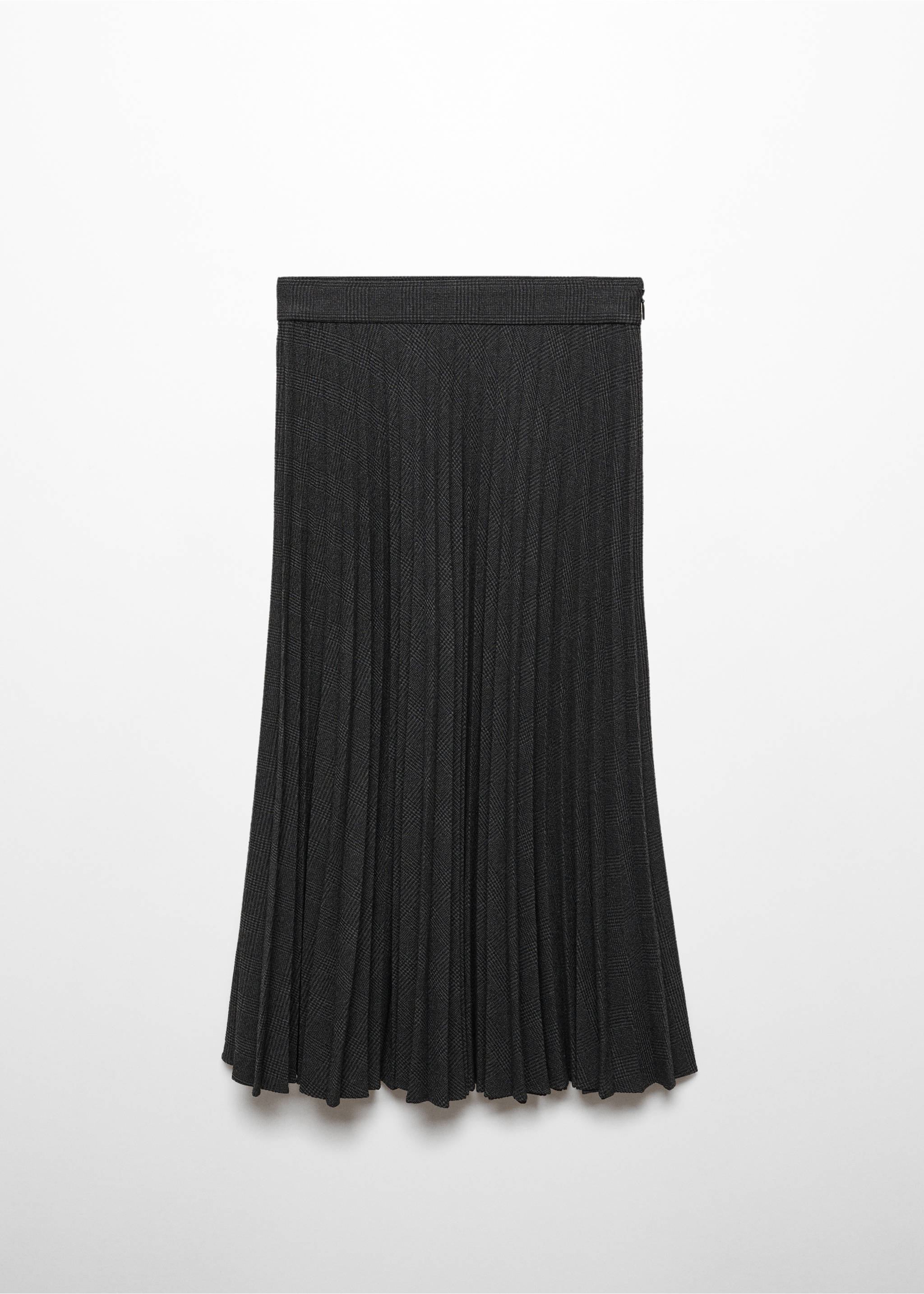 Checked pleated skirt - Article without model, Black. Ref: 57058271-00.