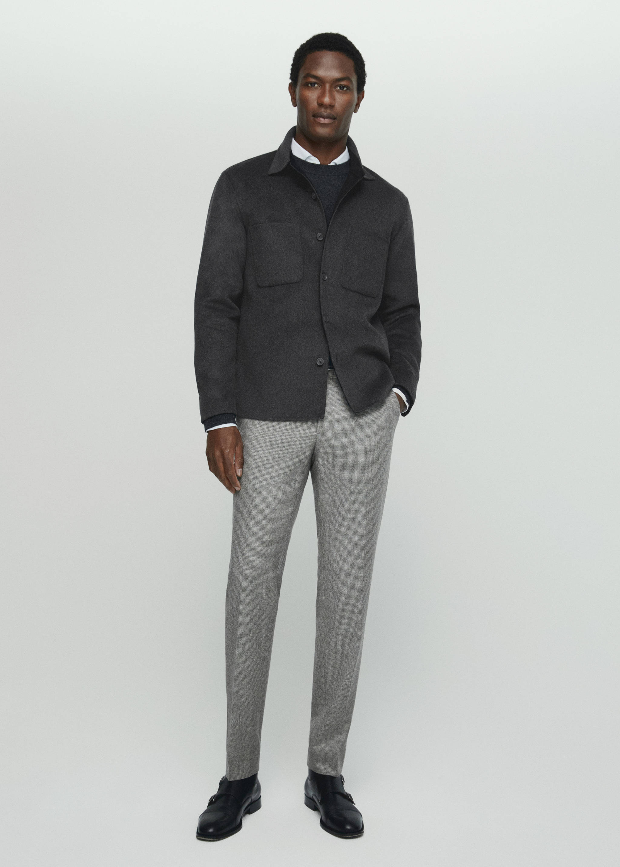 Surchemise double face laine poches - Plan général