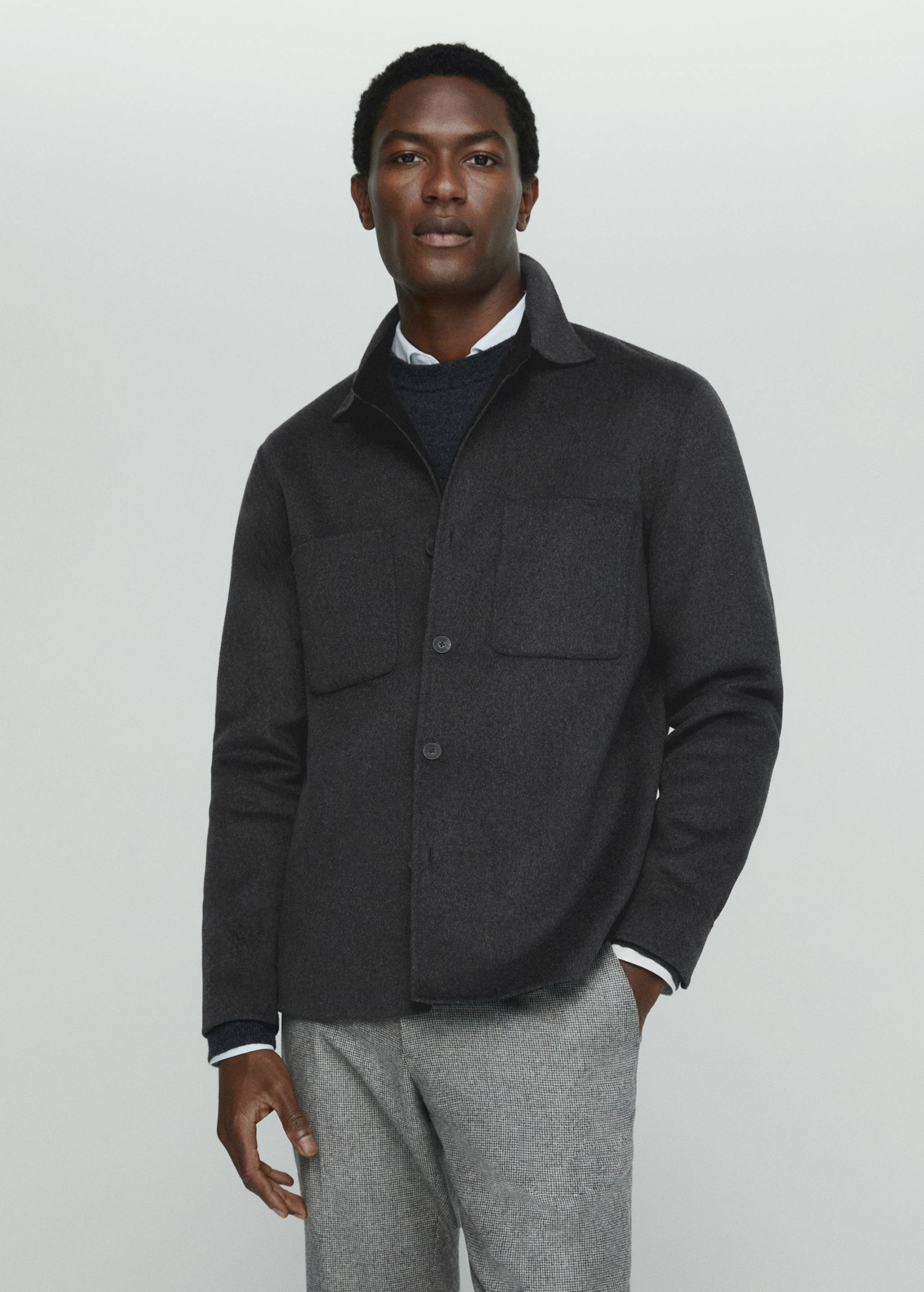 Surchemise double face laine poches - Plan moyen