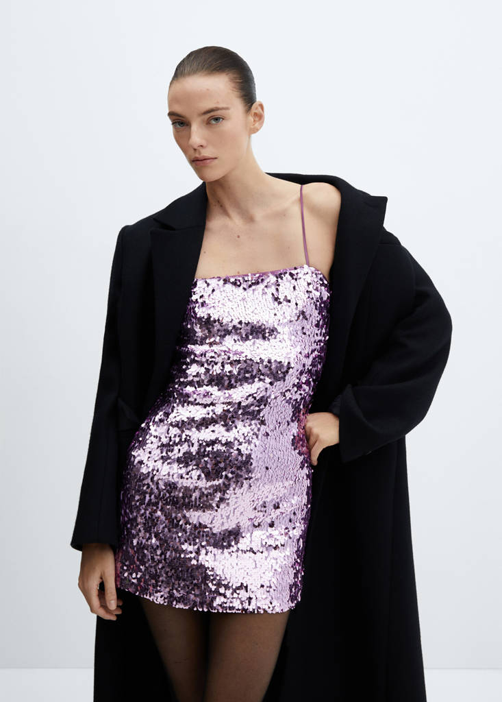 Semi-transparent short sequin dress — Lilac