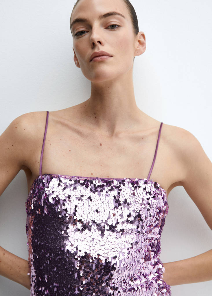 Semi-transparent short sequin dress — Lilac