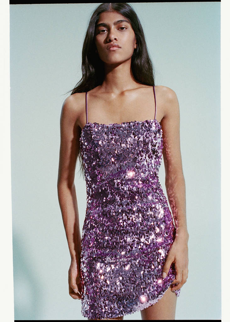 Semi-transparent short sequin dress — Lilac