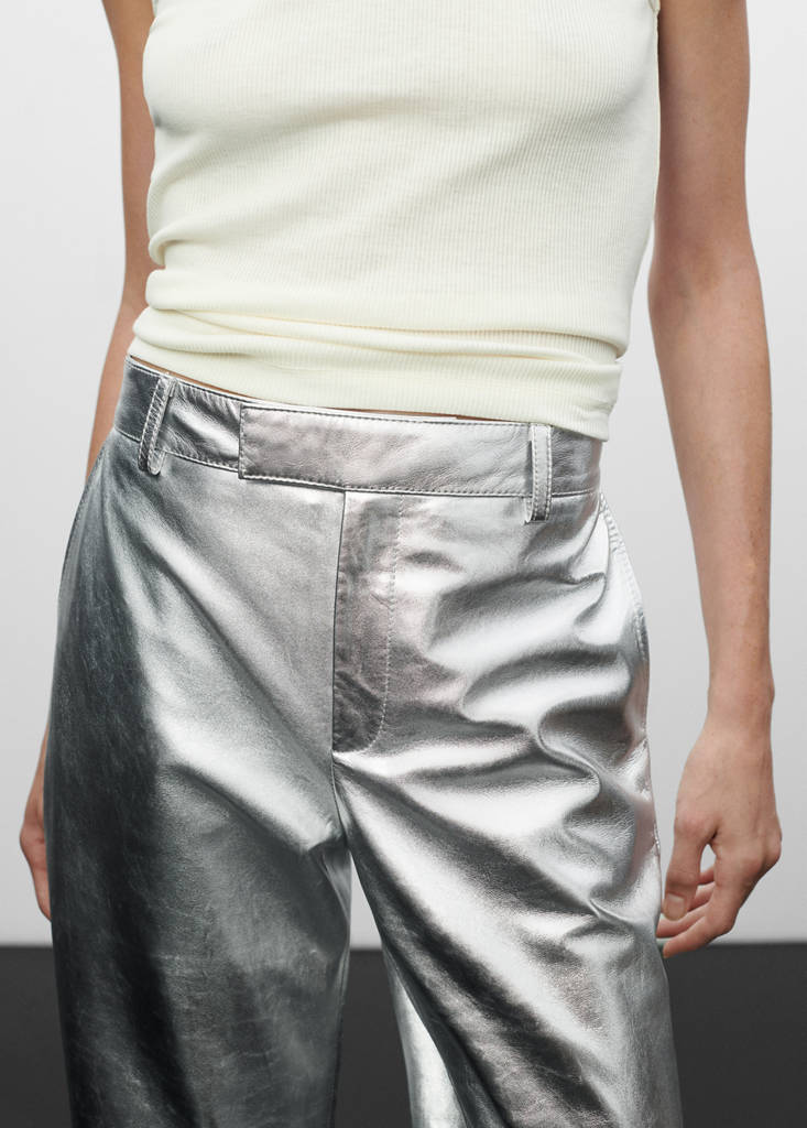 Metallic leather trousers — Silver