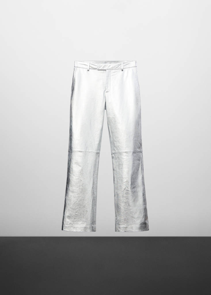 Metallic leather trousers — Silver