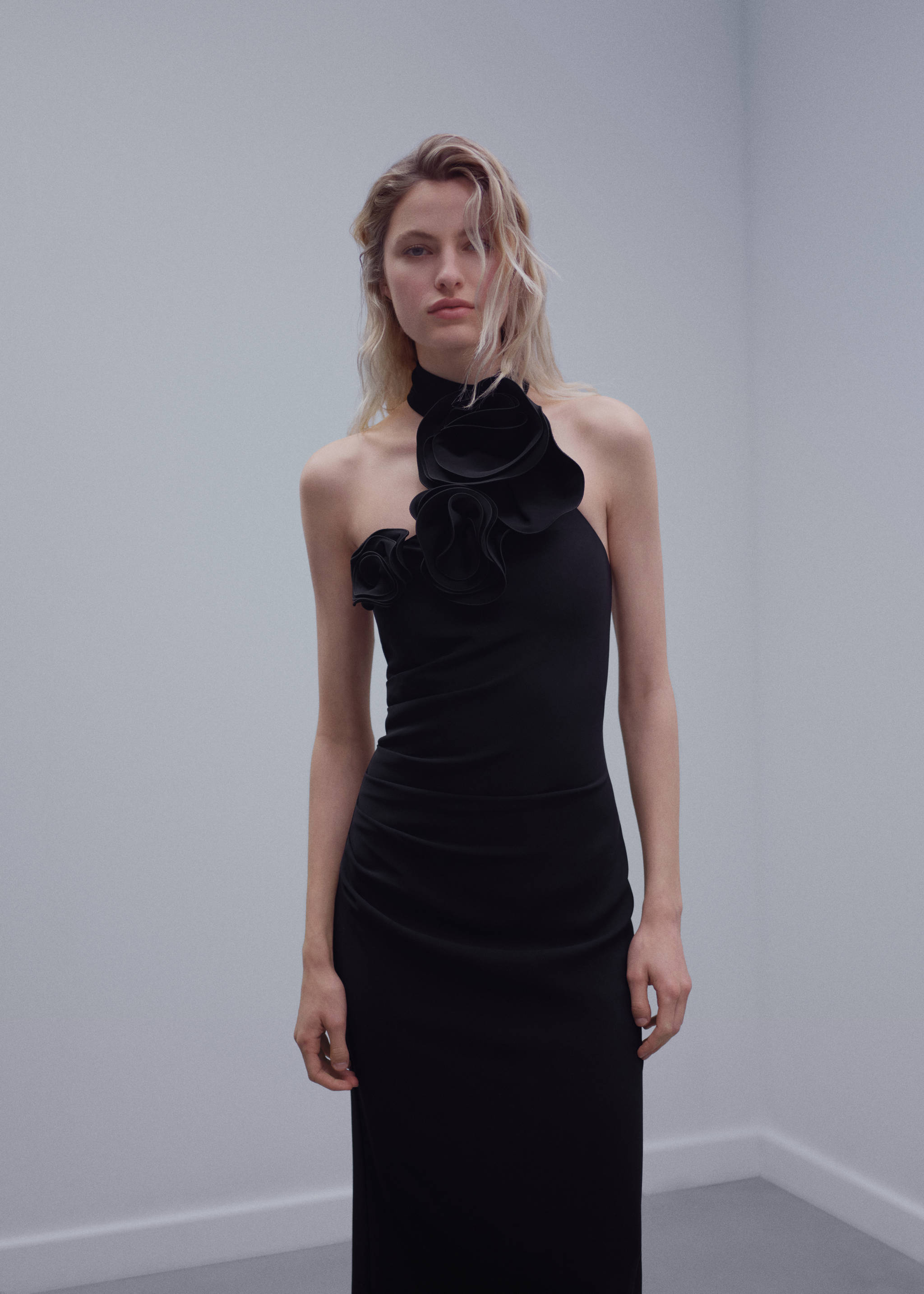 Maxi flower dress with opening - Medium plane