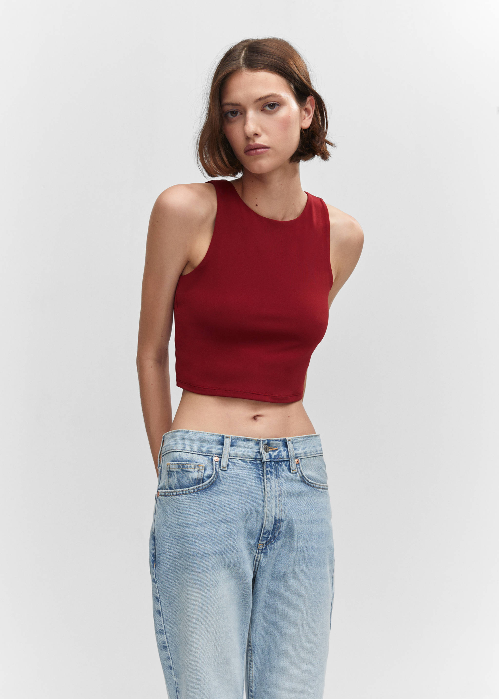 Crop top halter neck - Medium plane