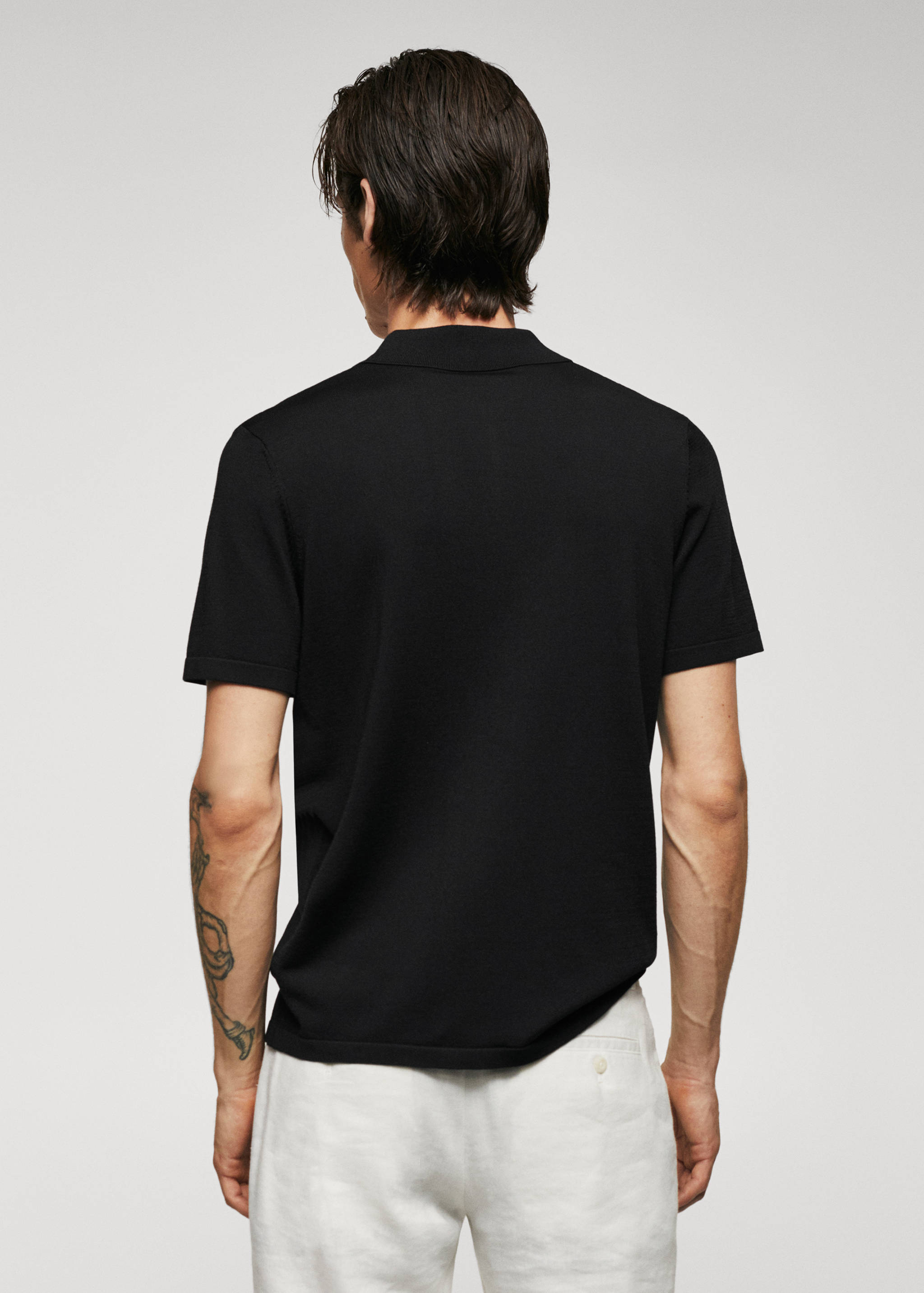 Fine-knit polo shirt with zip - Reverse of the article