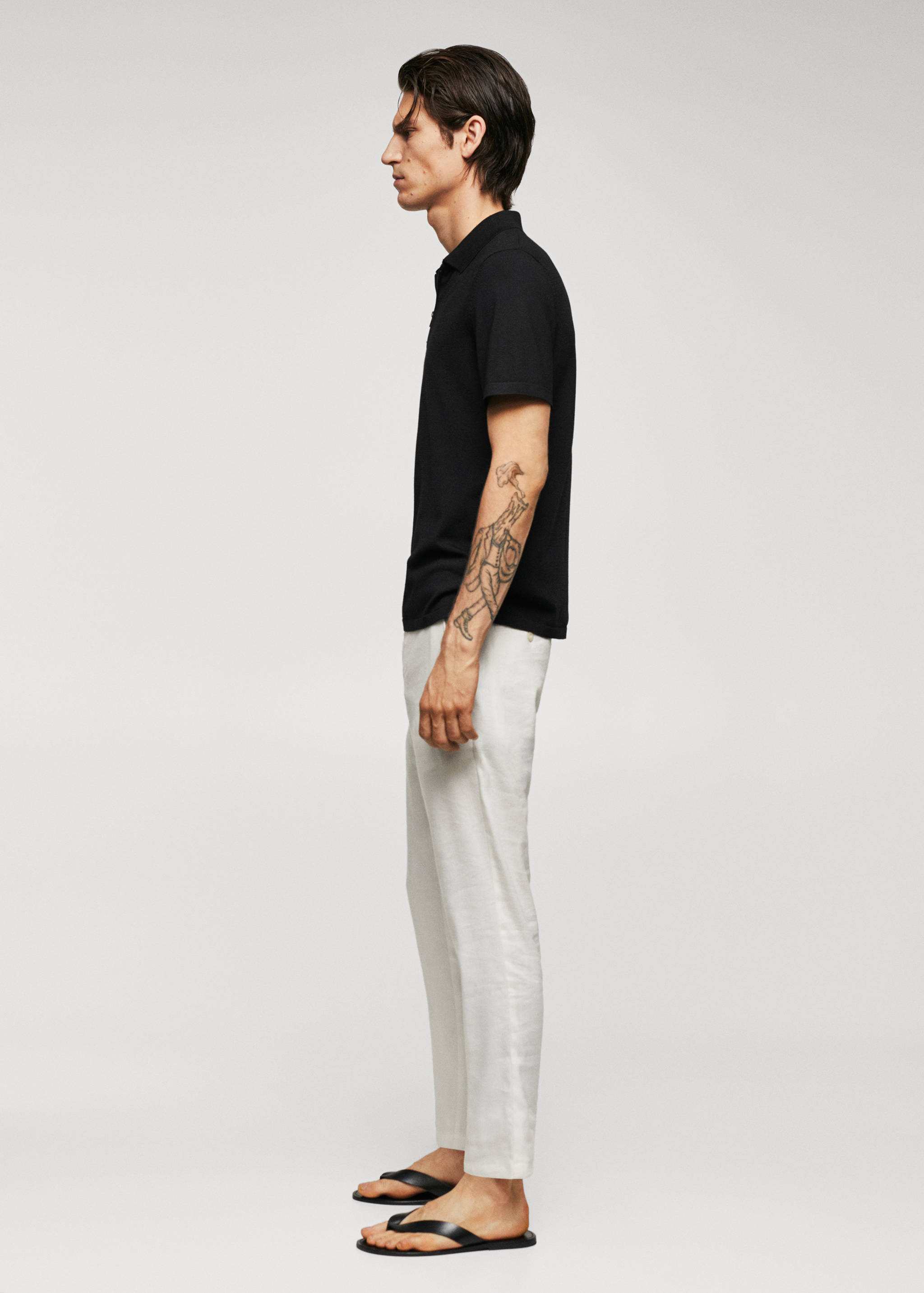 Fine-knit polo shirt with zip - Details of the article 2