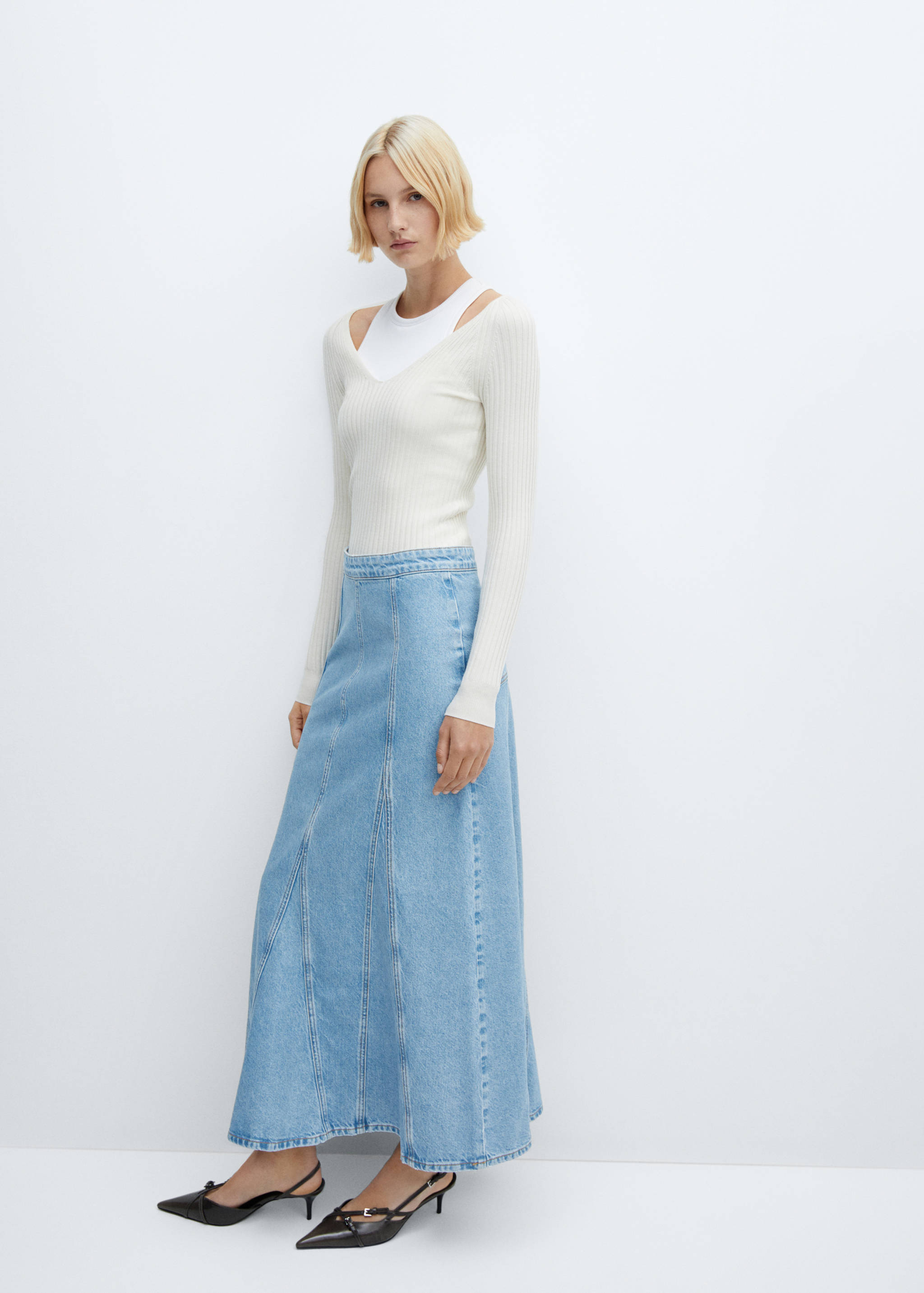Jupe longue en jean coutures - Détail de l'article 2