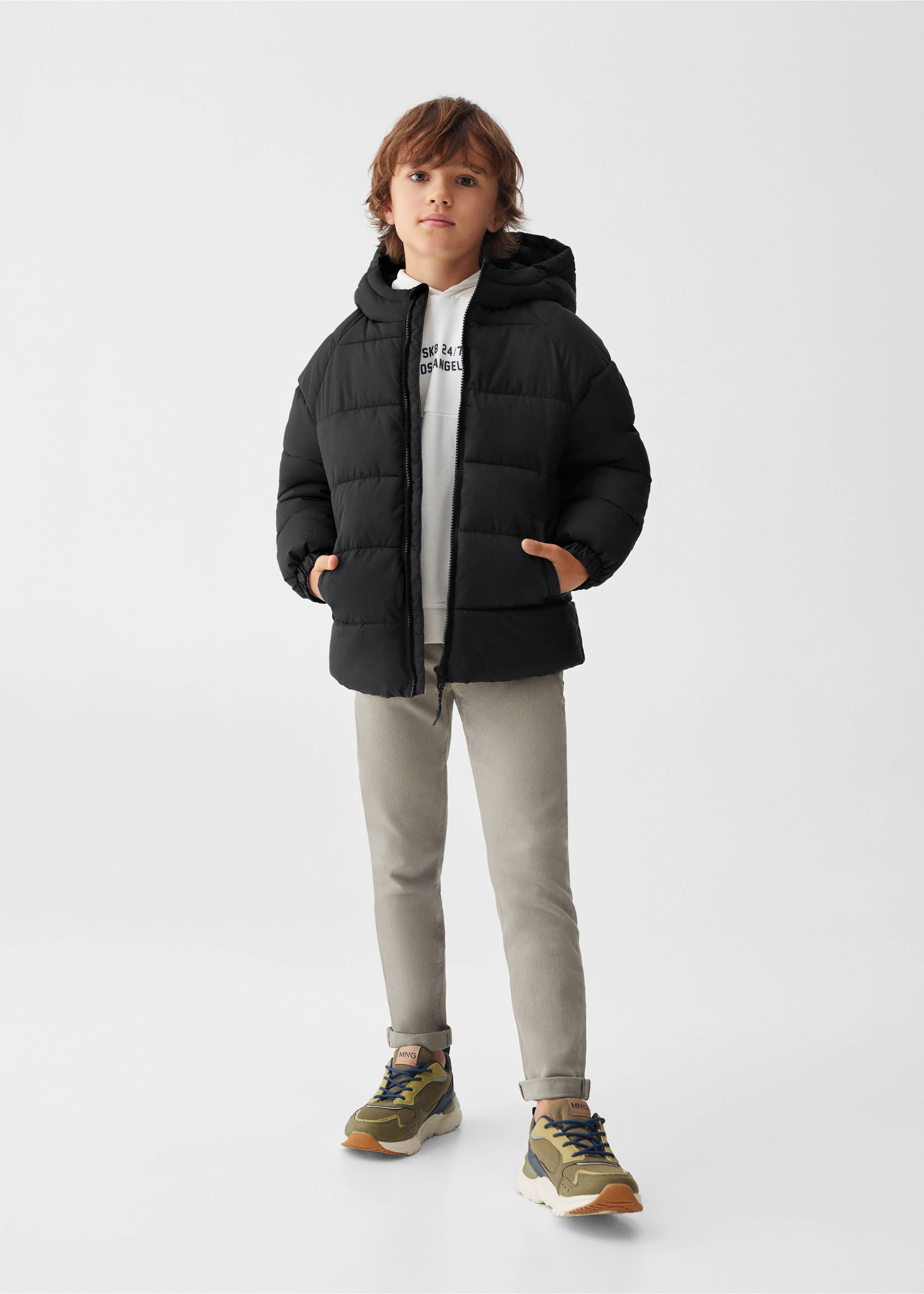 Hood puffer coat - General plane, Black. Ref: 57063253-00.