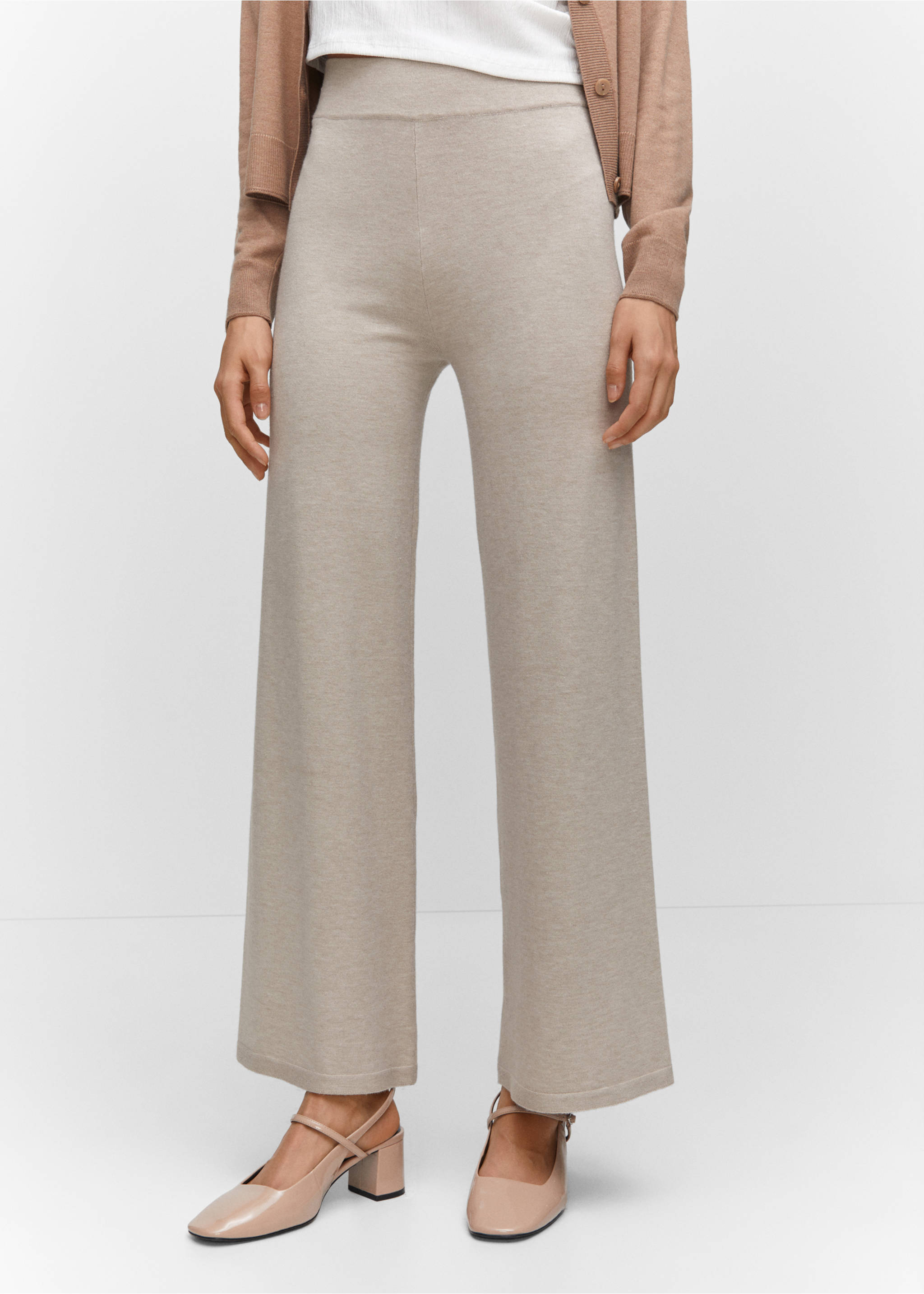 Fine-knit wideleg trousers - Medium plane, Light/Pastel Grey. Ref: 57063801-00.