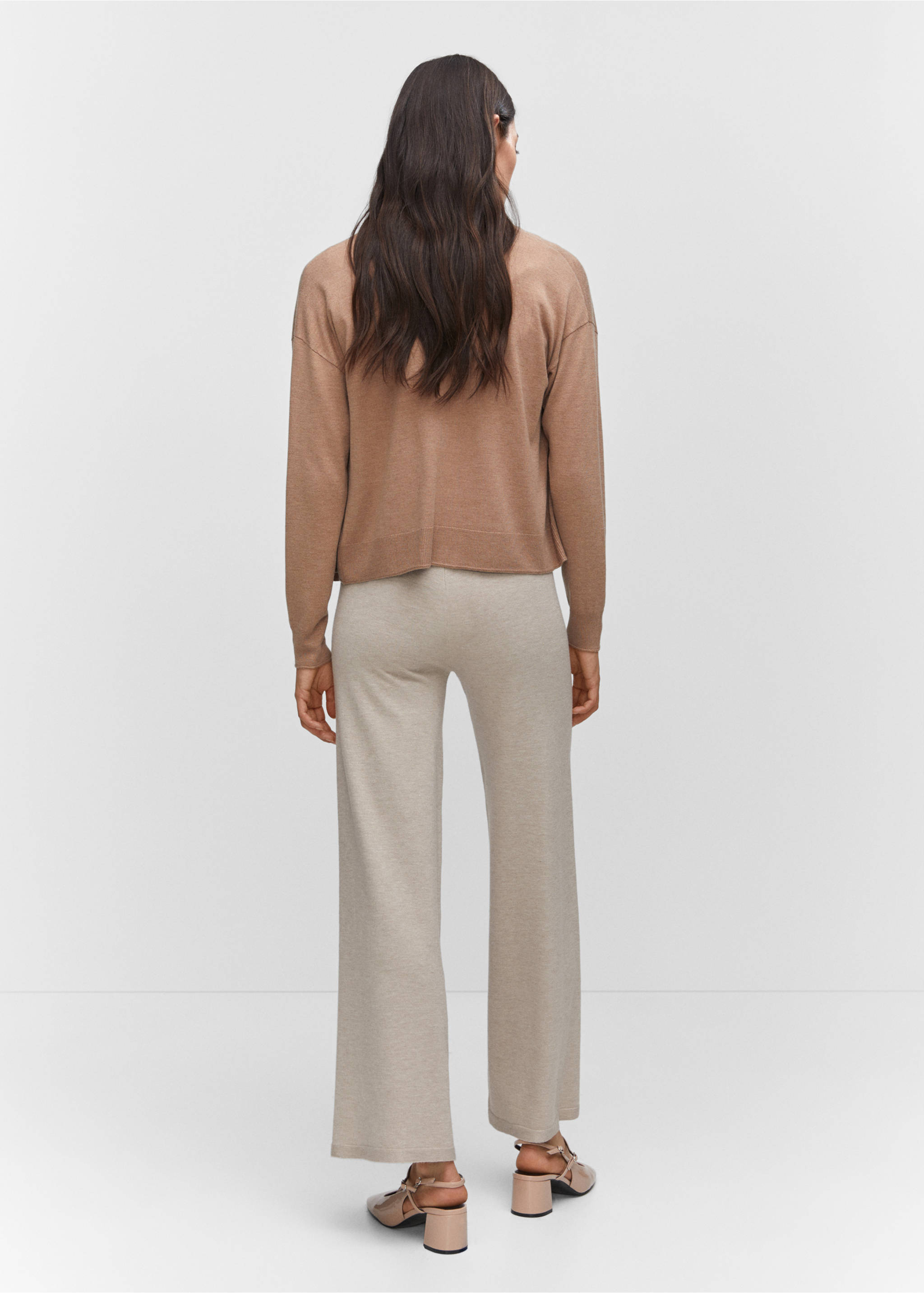 Fine-knit wideleg trousers - Reverse of the article, Light/Pastel Grey. Ref: 57063801-00.