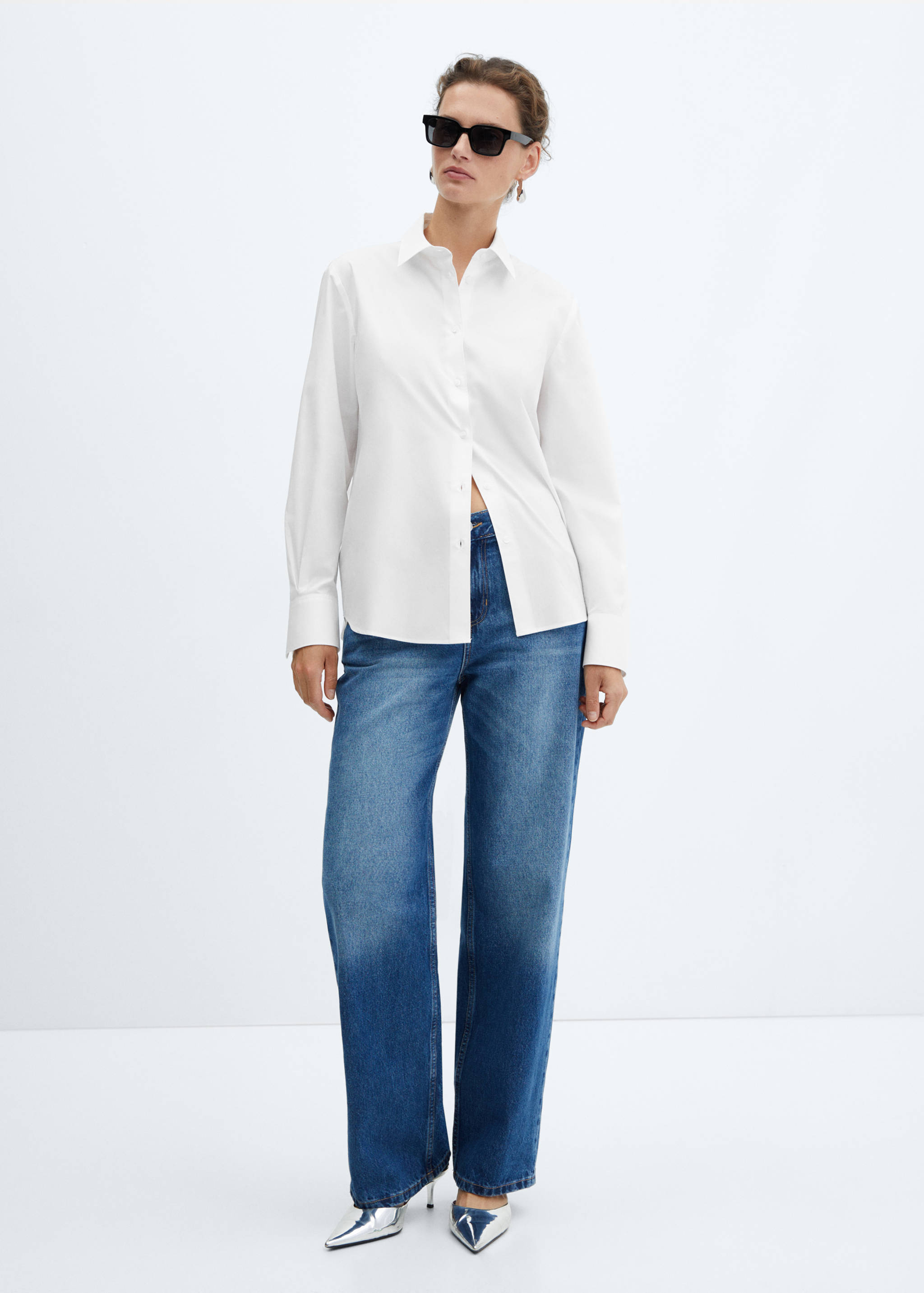 常规版型棉与莱赛尔纤维混纺衬衫 - null