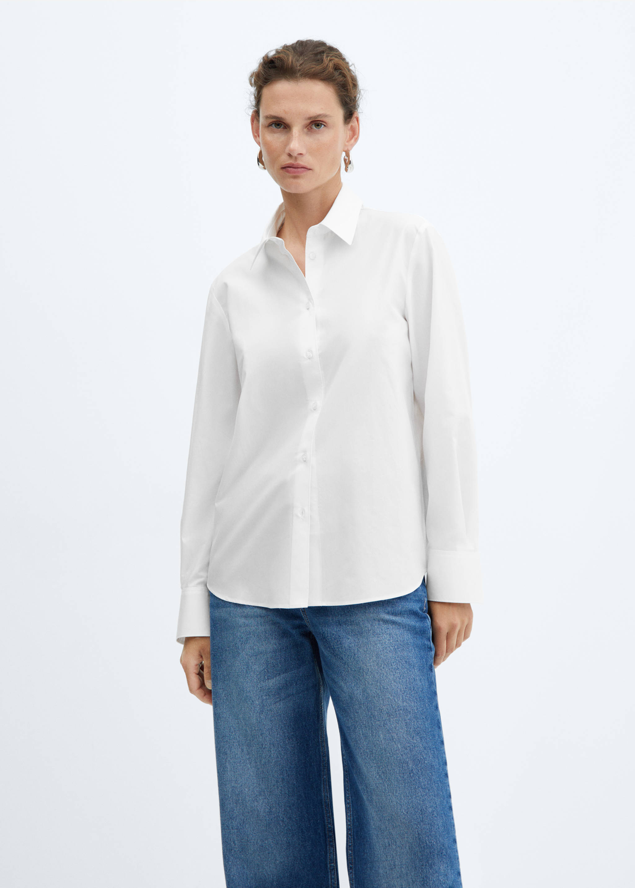 常规版型棉与莱赛尔纤维混纺衬衫 - null