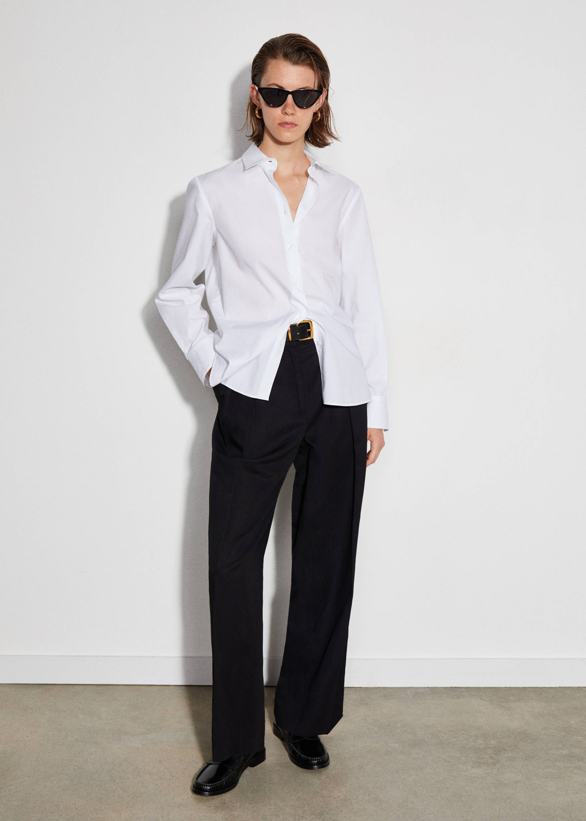 常规版型棉与莱赛尔纤维混纺衬衫 - null